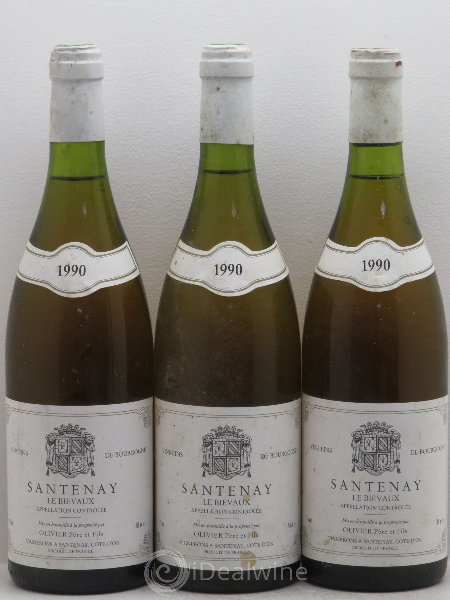 Santenay Le Bievaux Olivier Père et fils 1990 - Posten von 3 Flaschen - 0