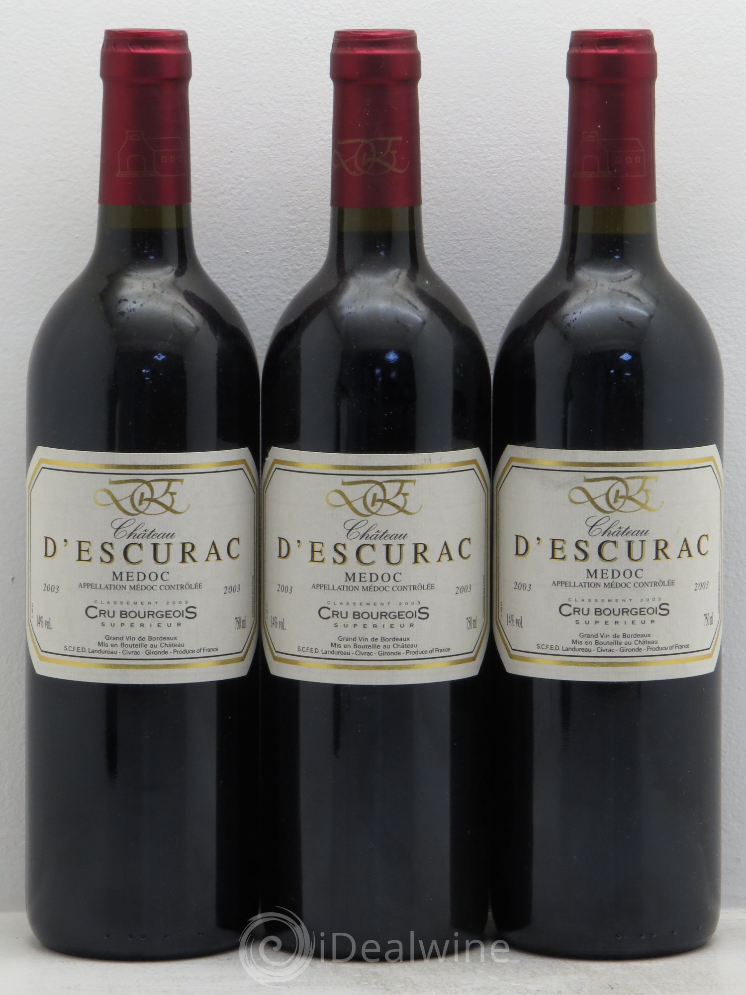 Médoc Escurac 2003 - Lot de 3 bouteilles - 0