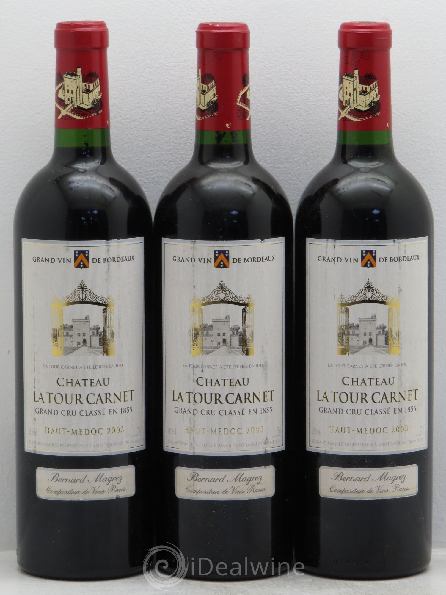 Château la Tour Carnet 4ème Grand Cru Classé 2003 - Lot de 3 bouteilles - 0