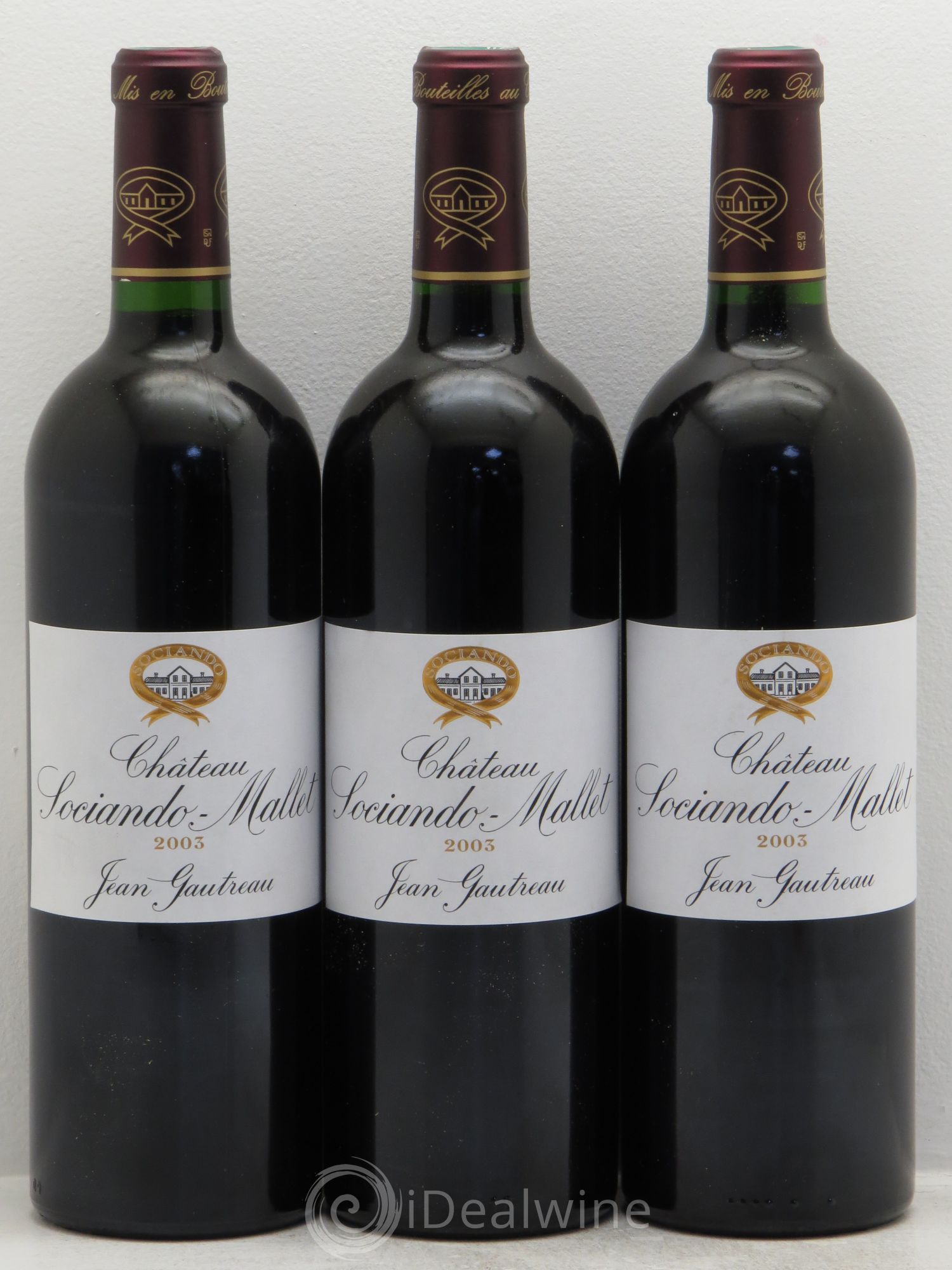Château Sociando Mallet 2003 - Lot de 3 bouteilles - 0
