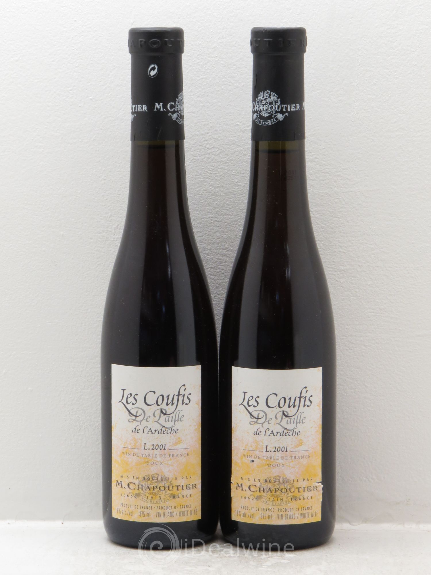 Divers Couffis de paille de l'ardèche Chapoutier 2001 - Posten von 2 Demi-Flaschen - 0