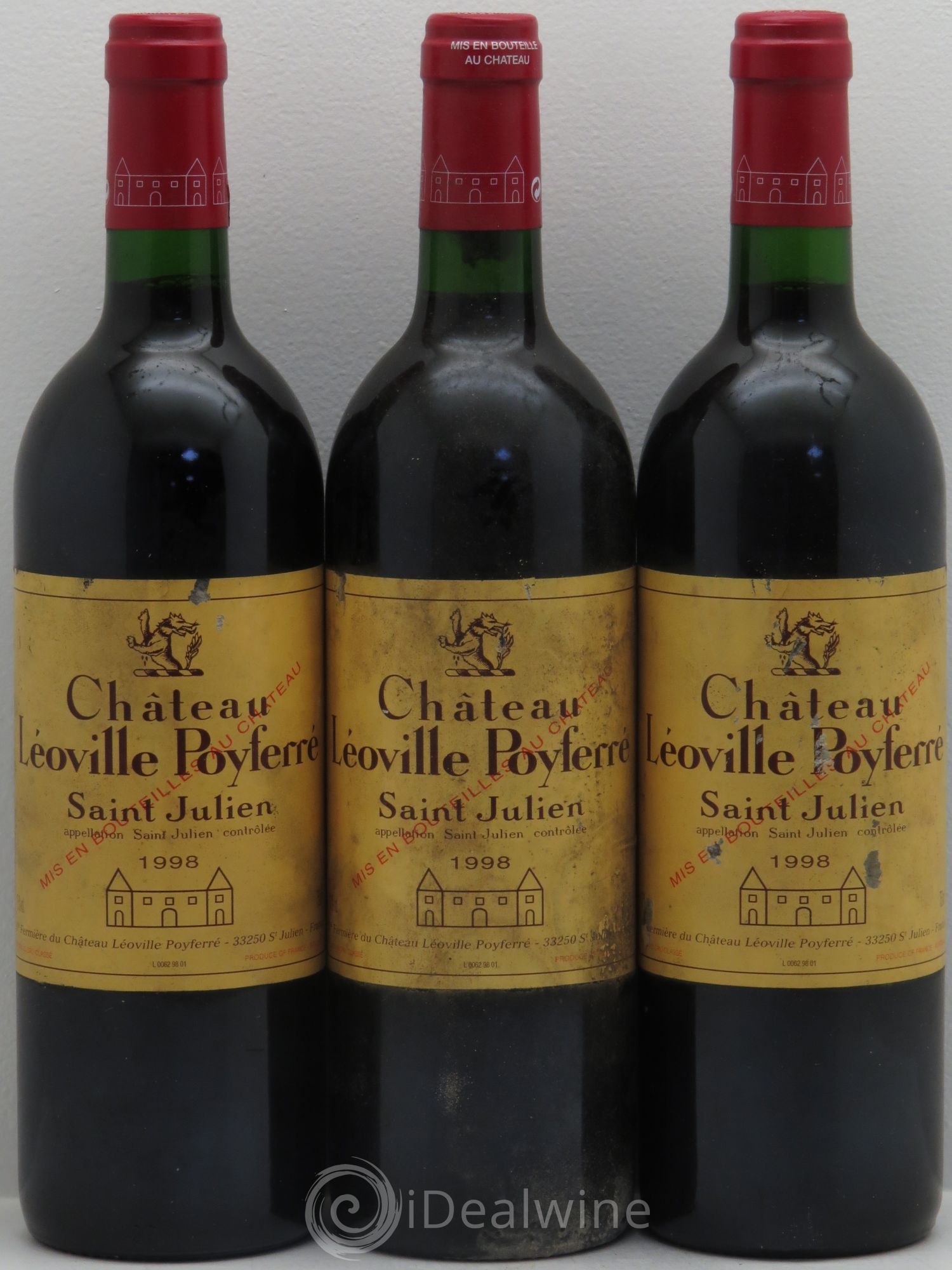 Château Léoville Poyferré 2ème Grand Cru Classé 1998 - Lot de 3 bouteilles - 0