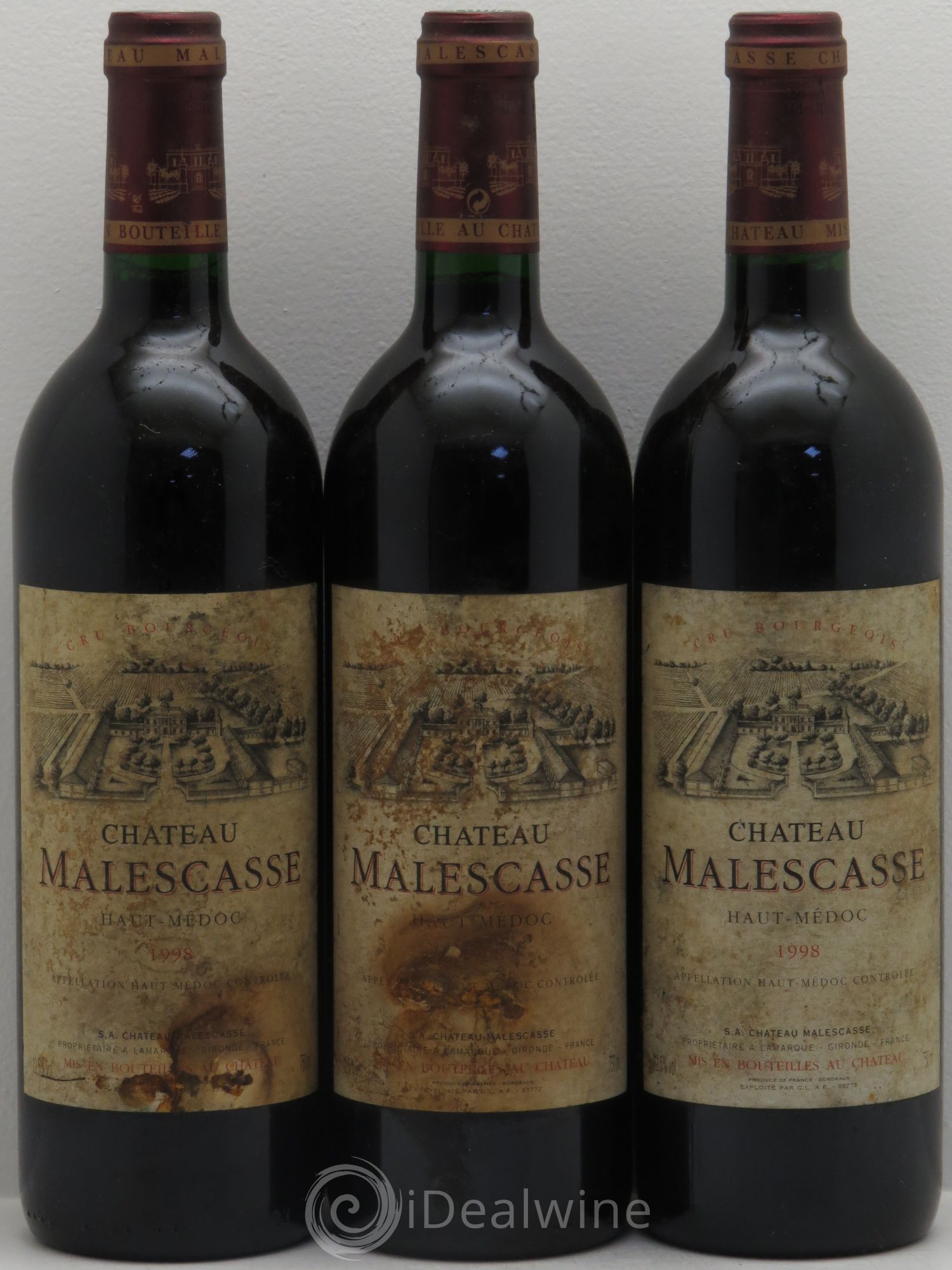 Château Malescasse Cru Bourgeois Exceptionnel 1998 - Lot de 3 bouteilles - 0