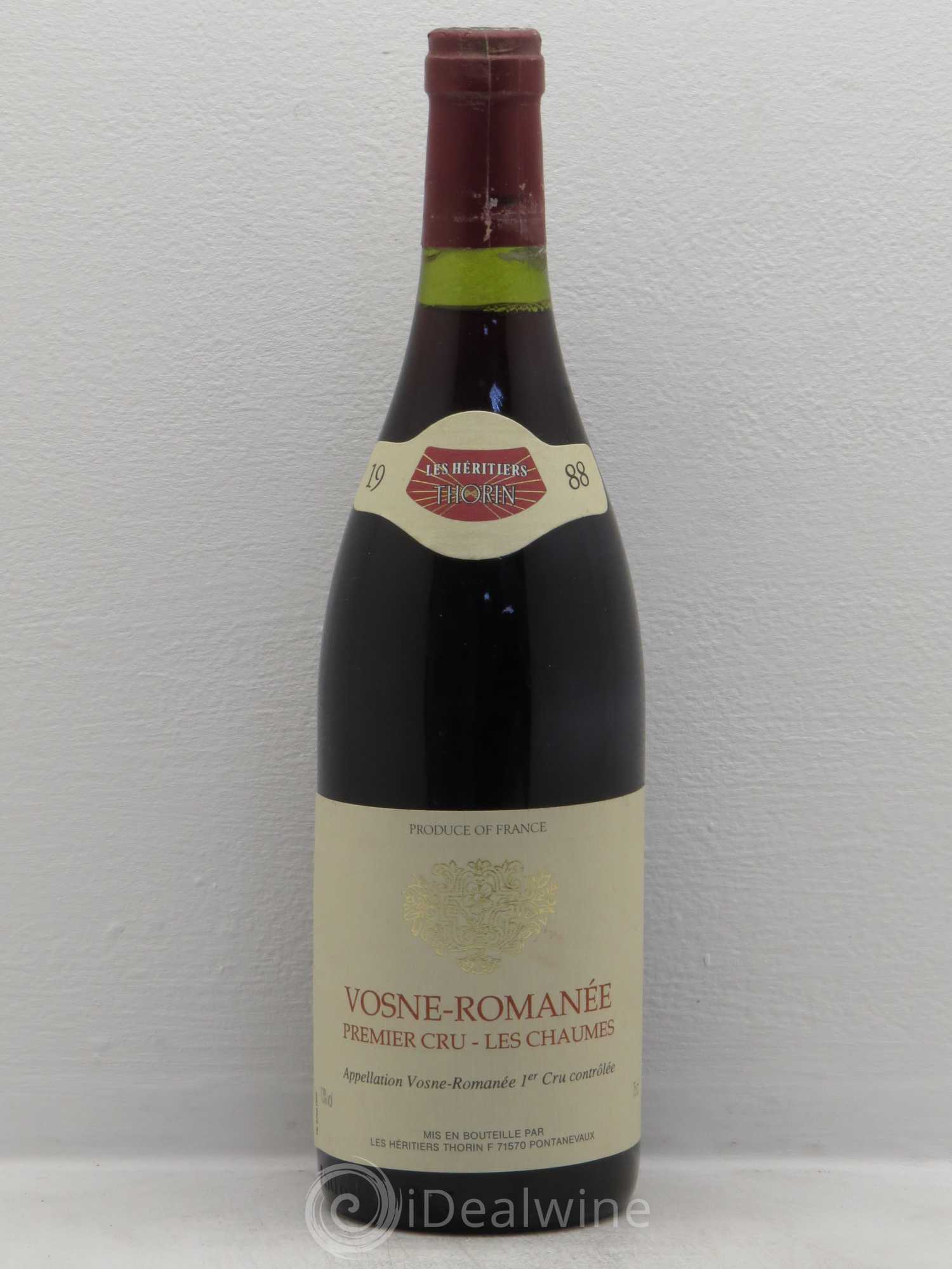 Vosne-Romanée 1er Cru Les Chaumes Héritiers Thorin 1988 - Posten von 1 Flasche - 0