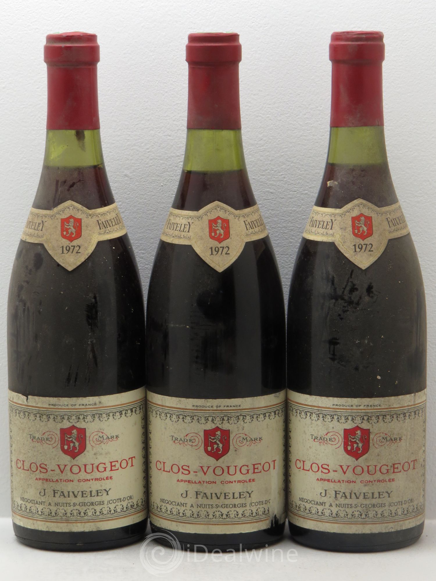 Clos de Vougeot Grand Cru Faiveley 1972 - Lot de 3 bouteilles - 0