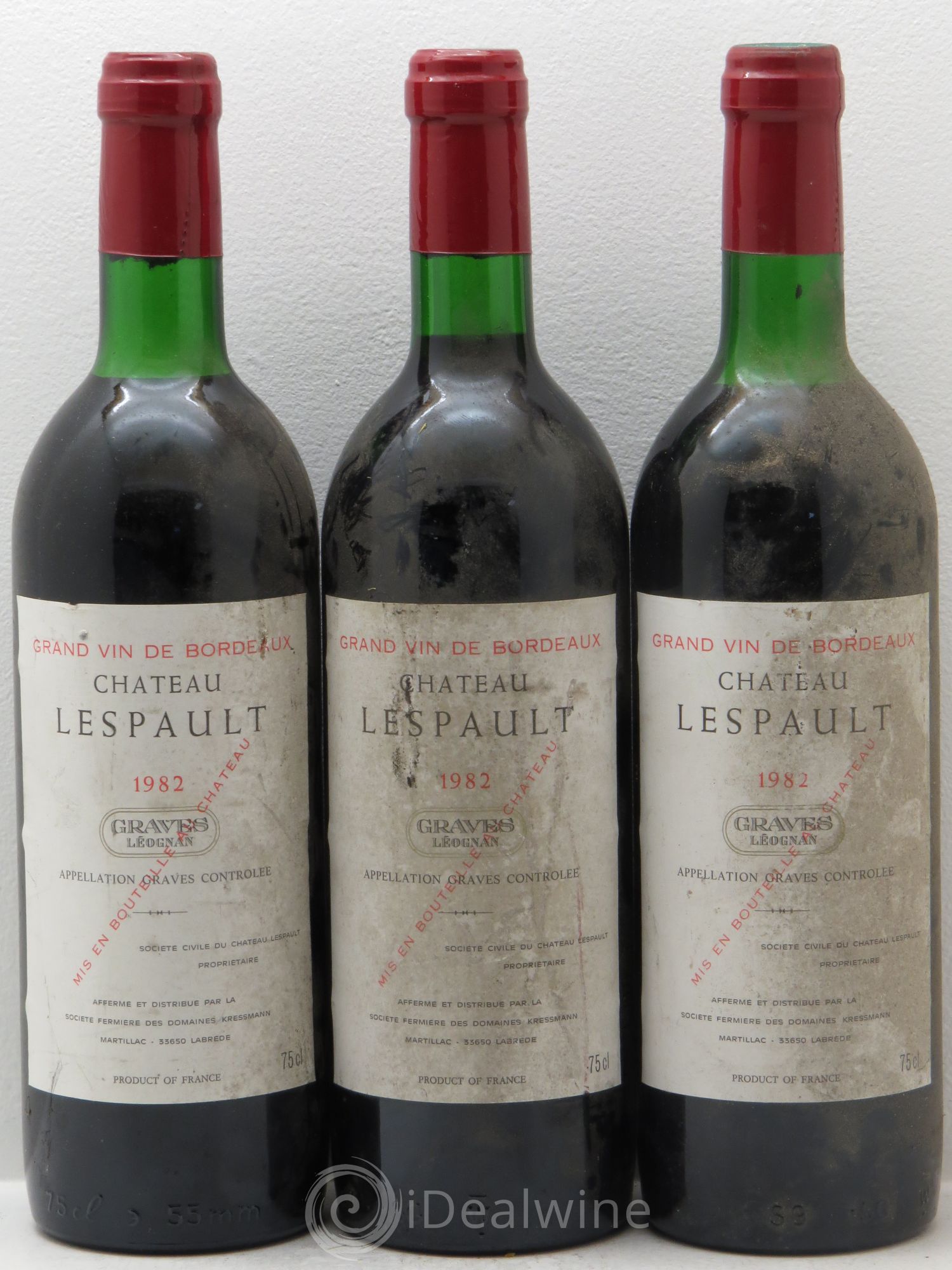 Château Lespault-Martillac 1982 - Lot de 3 bouteilles - 0