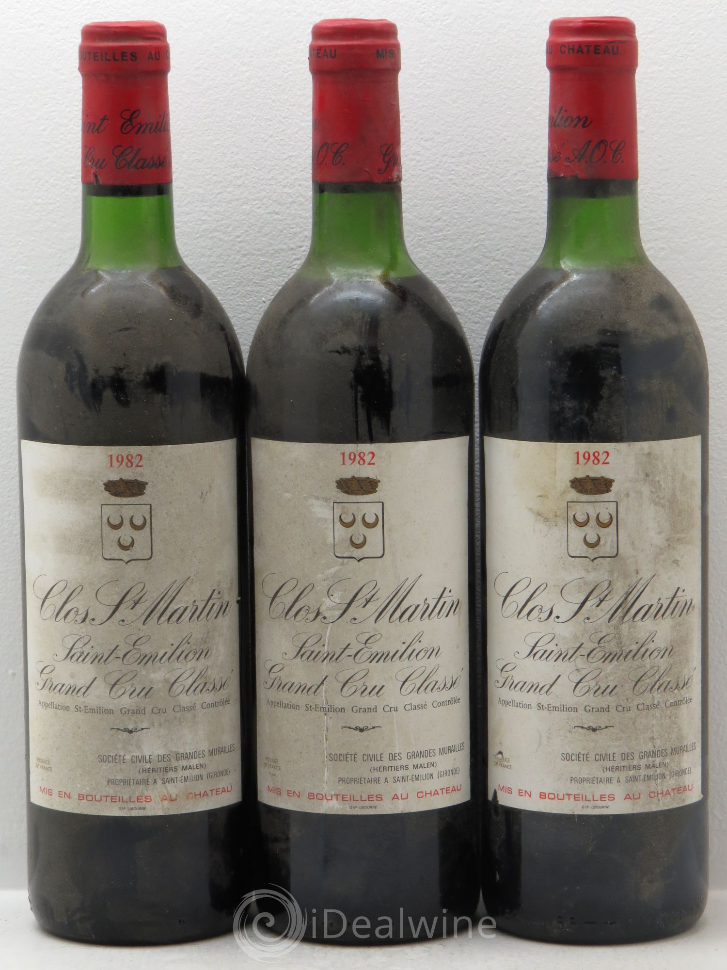 Clos Saint Martin Grand Cru Classé 1982 - Lot de 3 bouteilles - 0