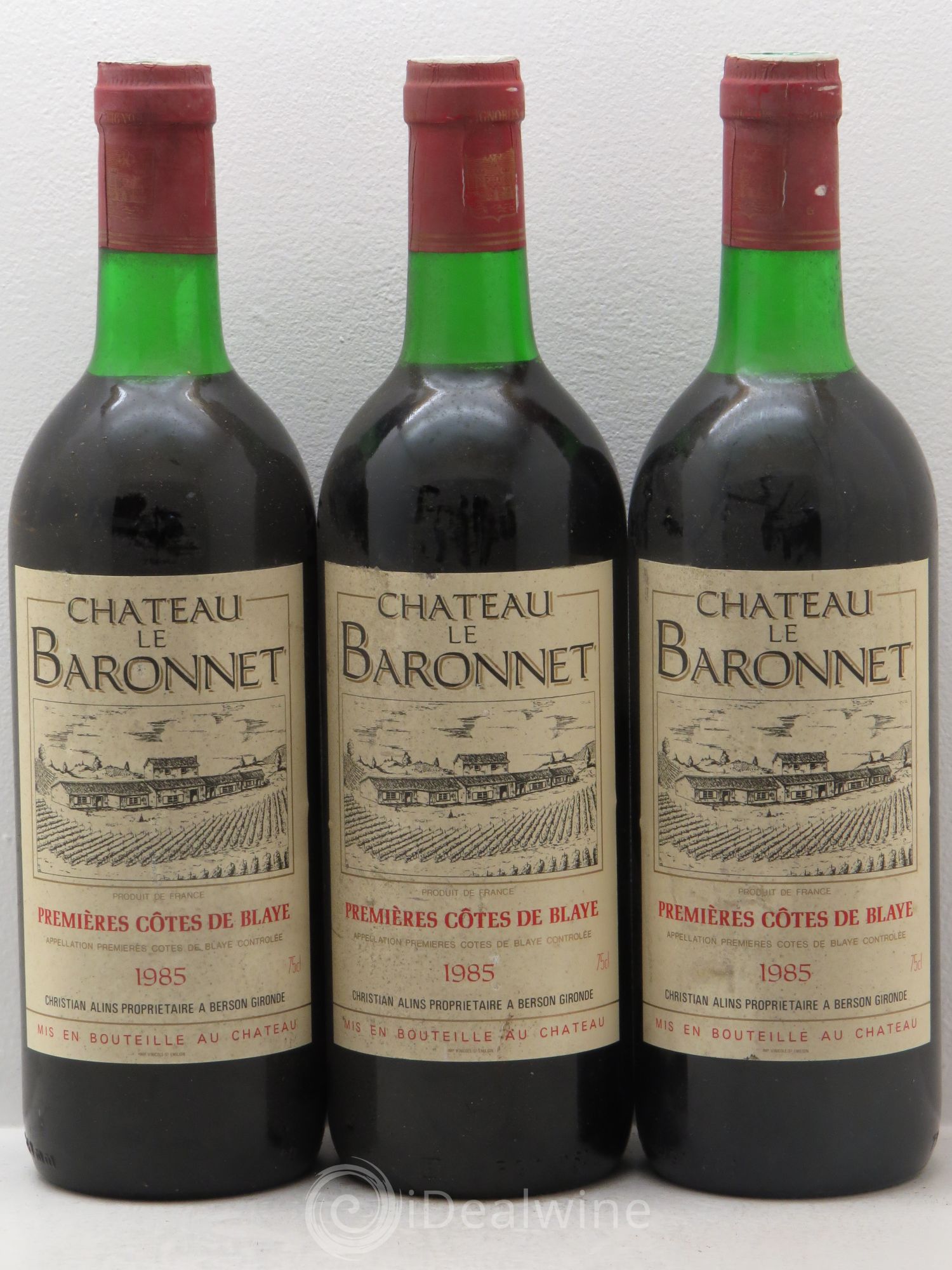 Premières-Côtes-de-Blaye (Blaye-Côtes-de-Bordeaux) Château Le Baronnet 1985 - Lot de 3 bouteilles - 0