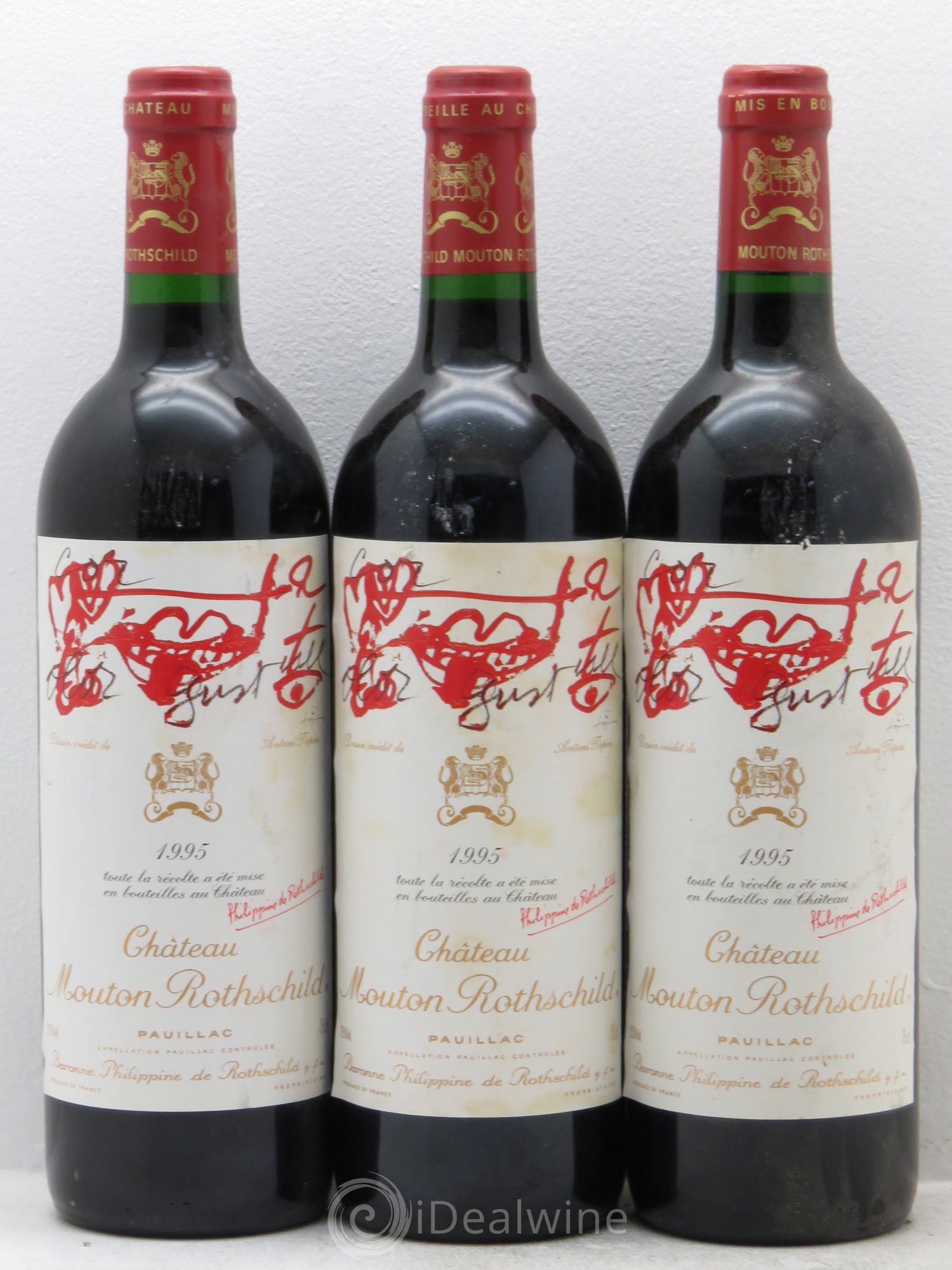 Château Mouton Rothschild 1er Grand Cru Classé 1995 - Lot de 3 bouteilles - 0