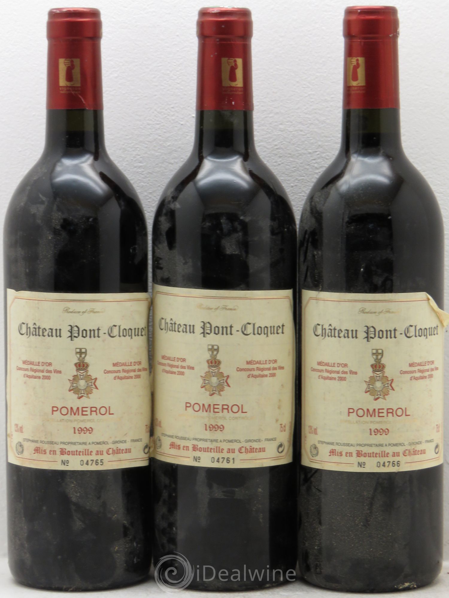 Bordeaux Château Pont Cloquet Stéphane Rousseau Pomerol (sans prix de réserve) 1999 - Posten von 3 Flaschen - 0