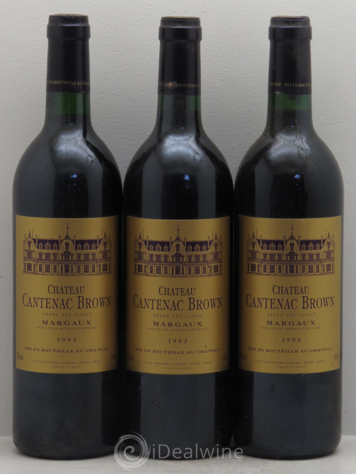 Château Cantenac Brown 3ème Grand Cru Classé 1993 - Lot de 3 bouteilles - 0