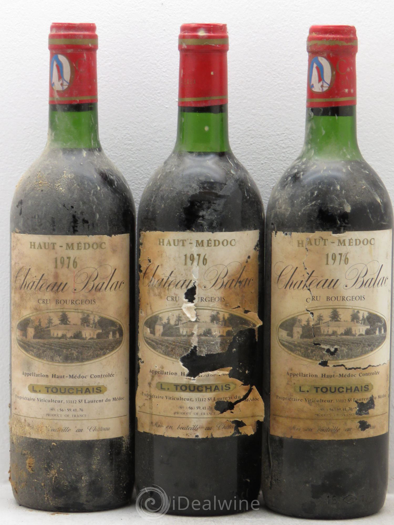 Château Balac Cru Bourgeois 1976 - Lot de 3 bouteilles - 0