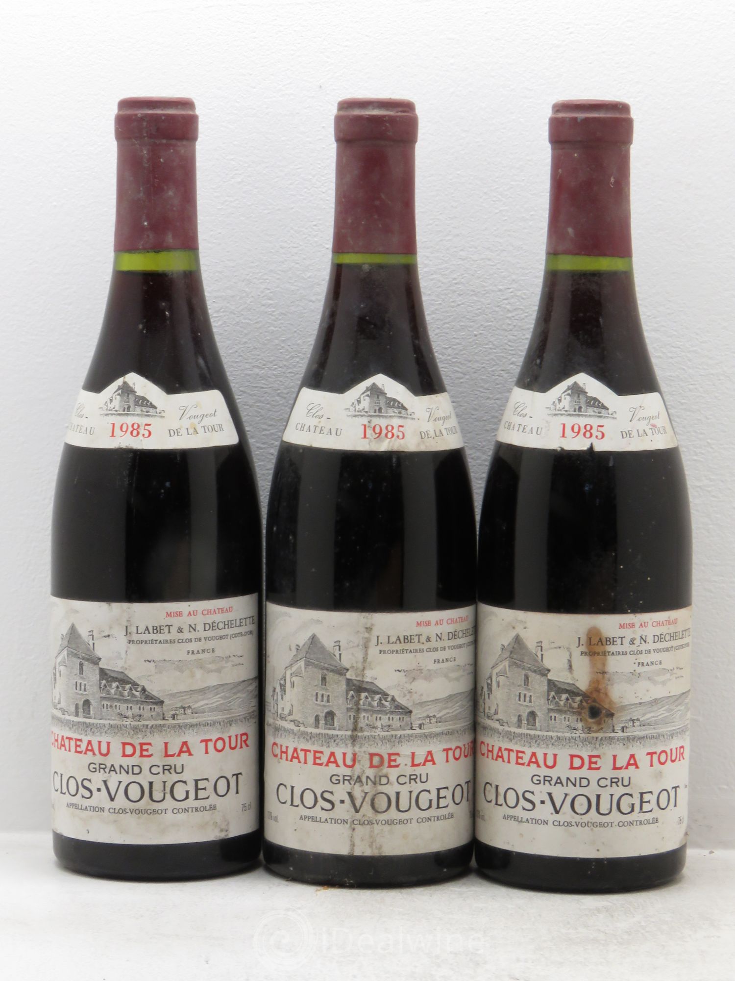 Clos de Vougeot Grand Cru Château de La Tour 1985 - Lot de 3 bouteilles - 0