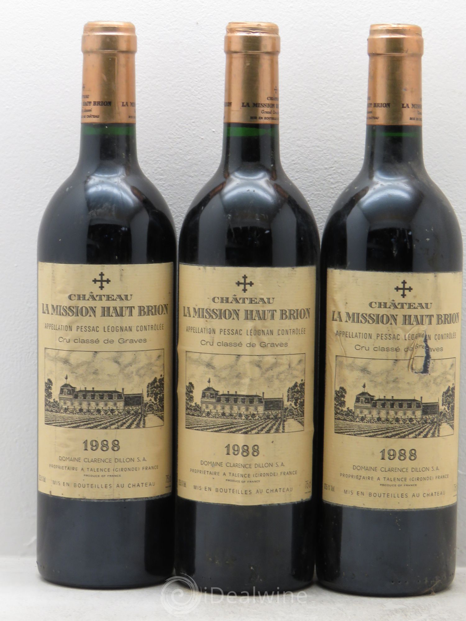 Château la Mission Haut-Brion Cru Classé de Graves 1988 - Lot de 3 bouteilles - 0