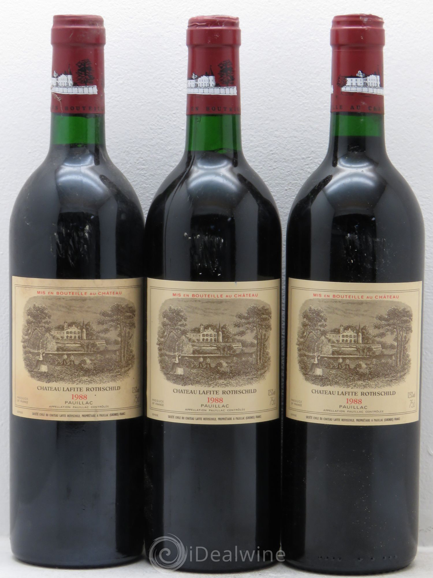 Château Lafite Rothschild 1er Grand Cru Classé 1988 - Lot de 3 bouteilles - 0