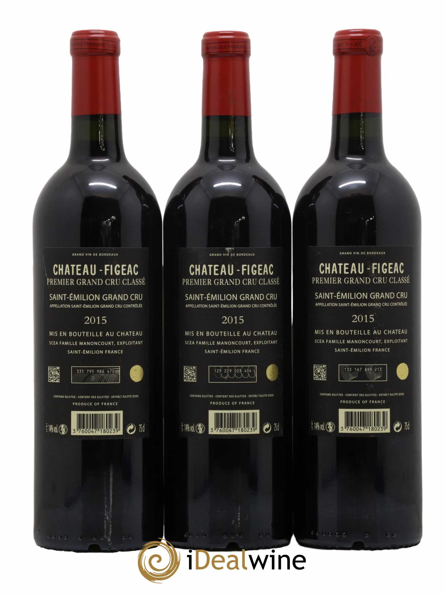 Château Figeac 1er Grand Cru Classé A 2015 - Lot de 3 bouteilles - 1