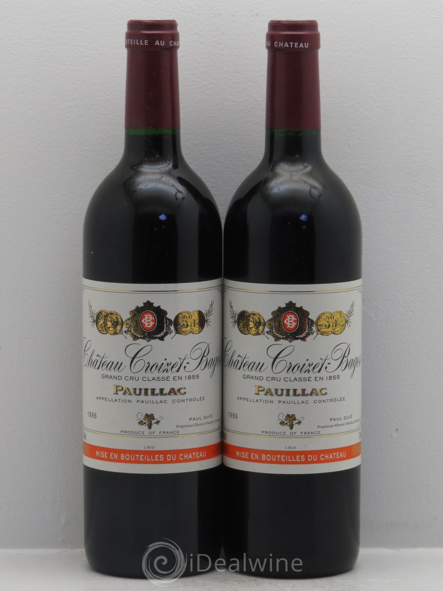 Château Croizet Bages 5ème Grand Cru Classé 1996 - Lot de 2 bouteilles - 0