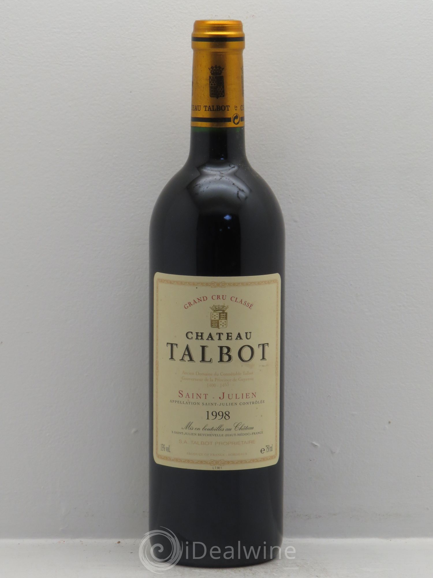 Château Talbot 4ème Grand Cru Classé 1998 - Lot de 1 bouteille - 0