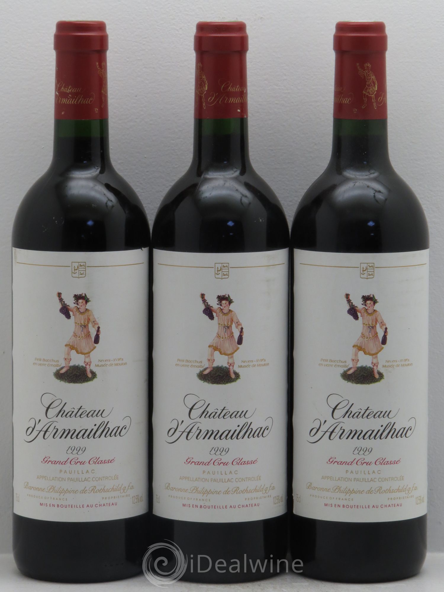 Château d' Armailhac - Mouton Baron(ne) Philippe 5ème Grand Cru Classé 1999 - Lot de 3 bouteilles - 0
