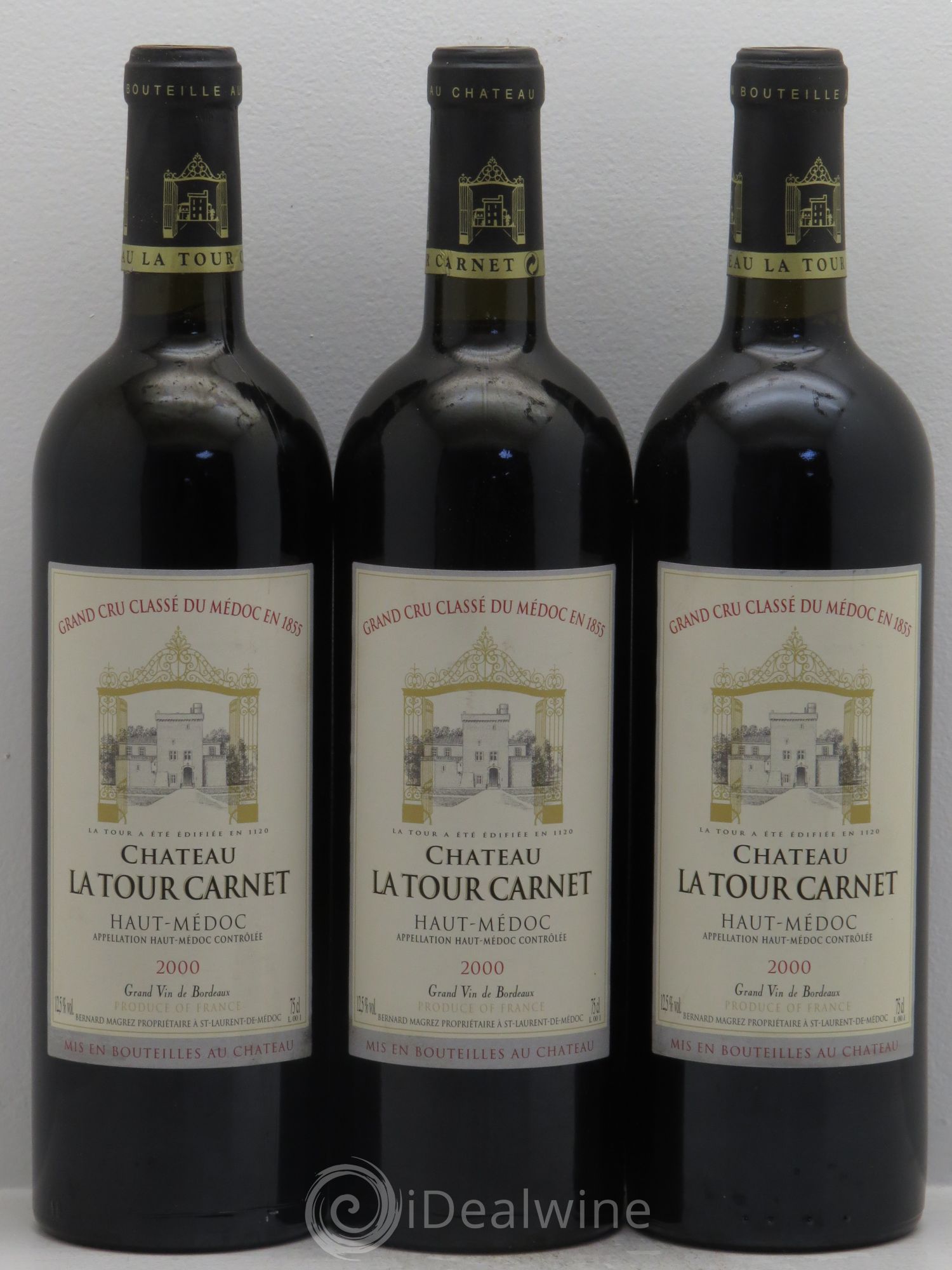 Château la Tour Carnet 4ème Grand Cru Classé 2000 - Lot de 3 bouteilles - 0
