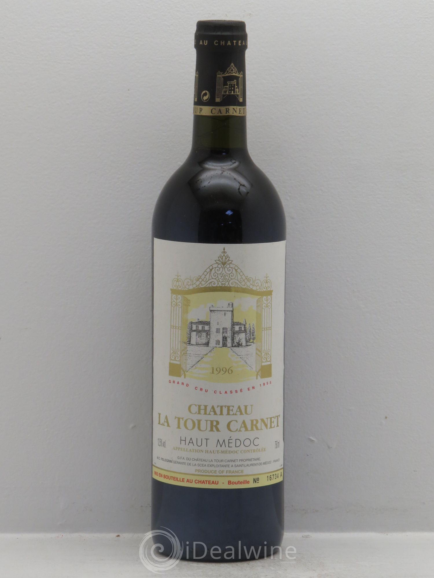 Château la Tour Carnet 4ème Grand Cru Classé 1996 - Lot de 1 bouteille - 0