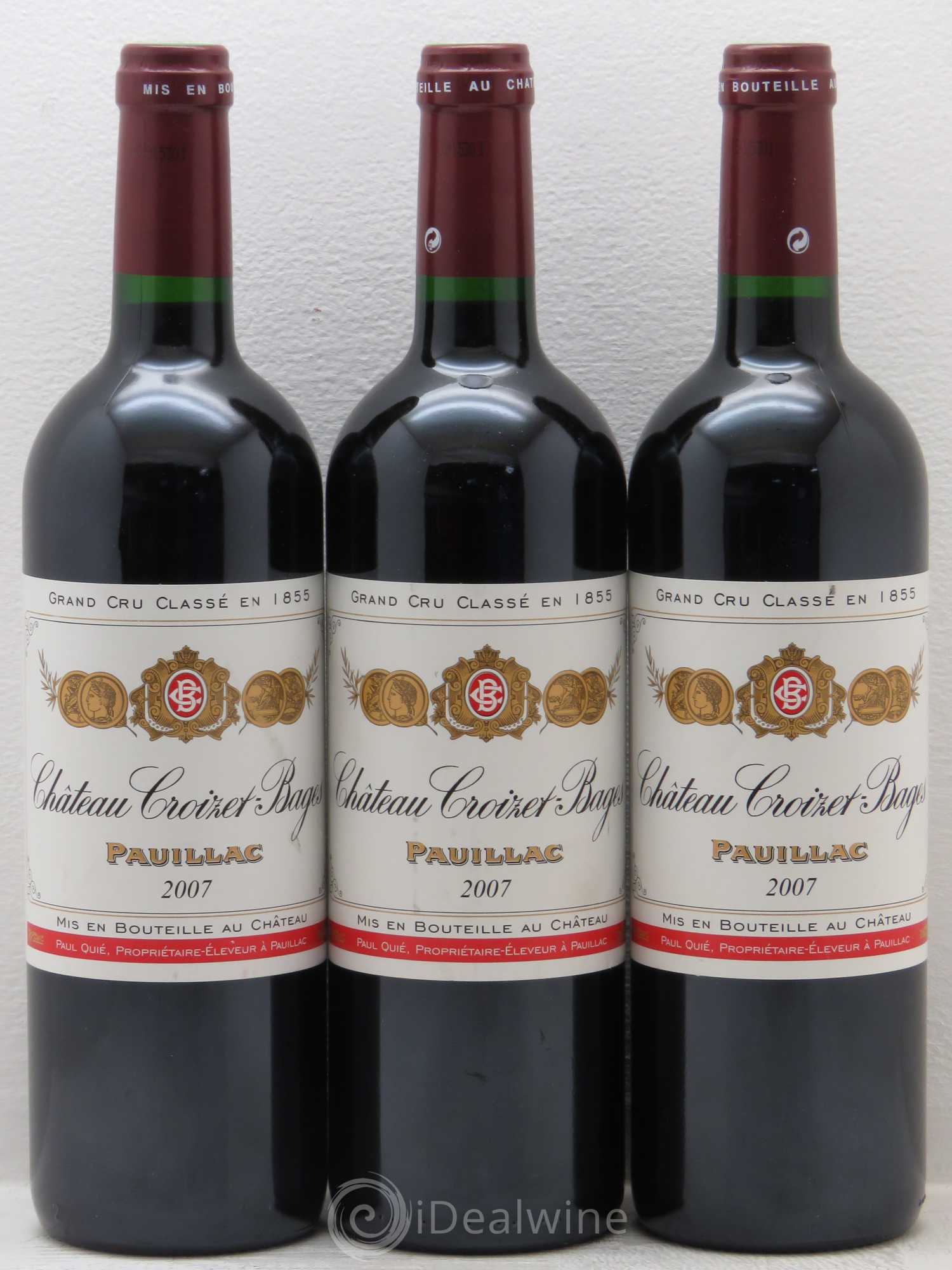 Château Croizet Bages 5ème Grand Cru Classé 2007 - Lot de 3 bouteilles - 0
