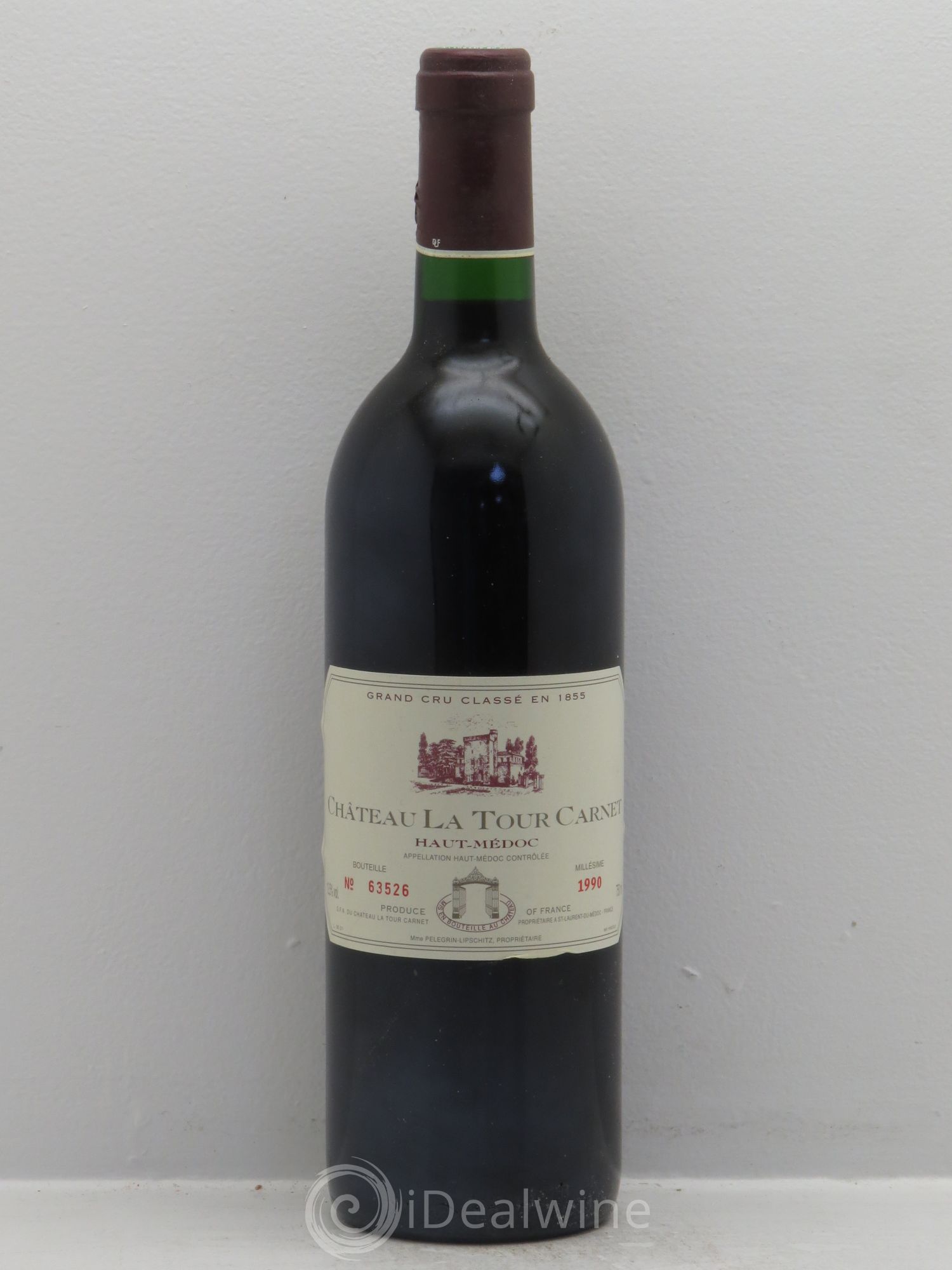 Château la Tour Carnet 4ème Grand Cru Classé 1990 - Lot de 1 bouteille - 0