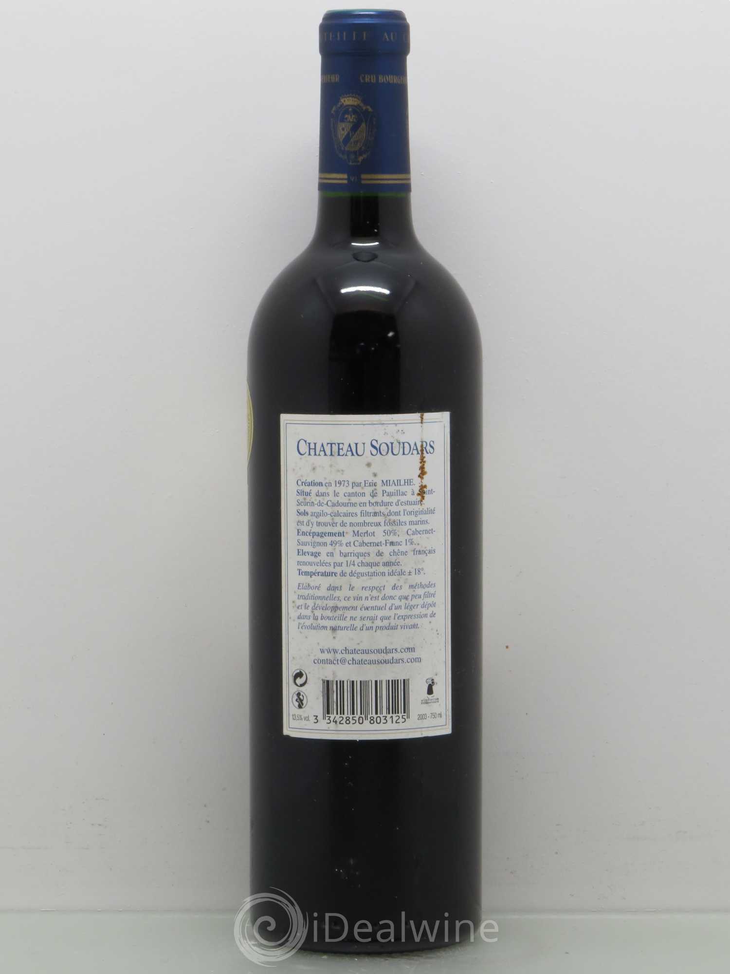 Château Soudars Cru Bourgeois 2003 - Lot de 1 bouteille - 1