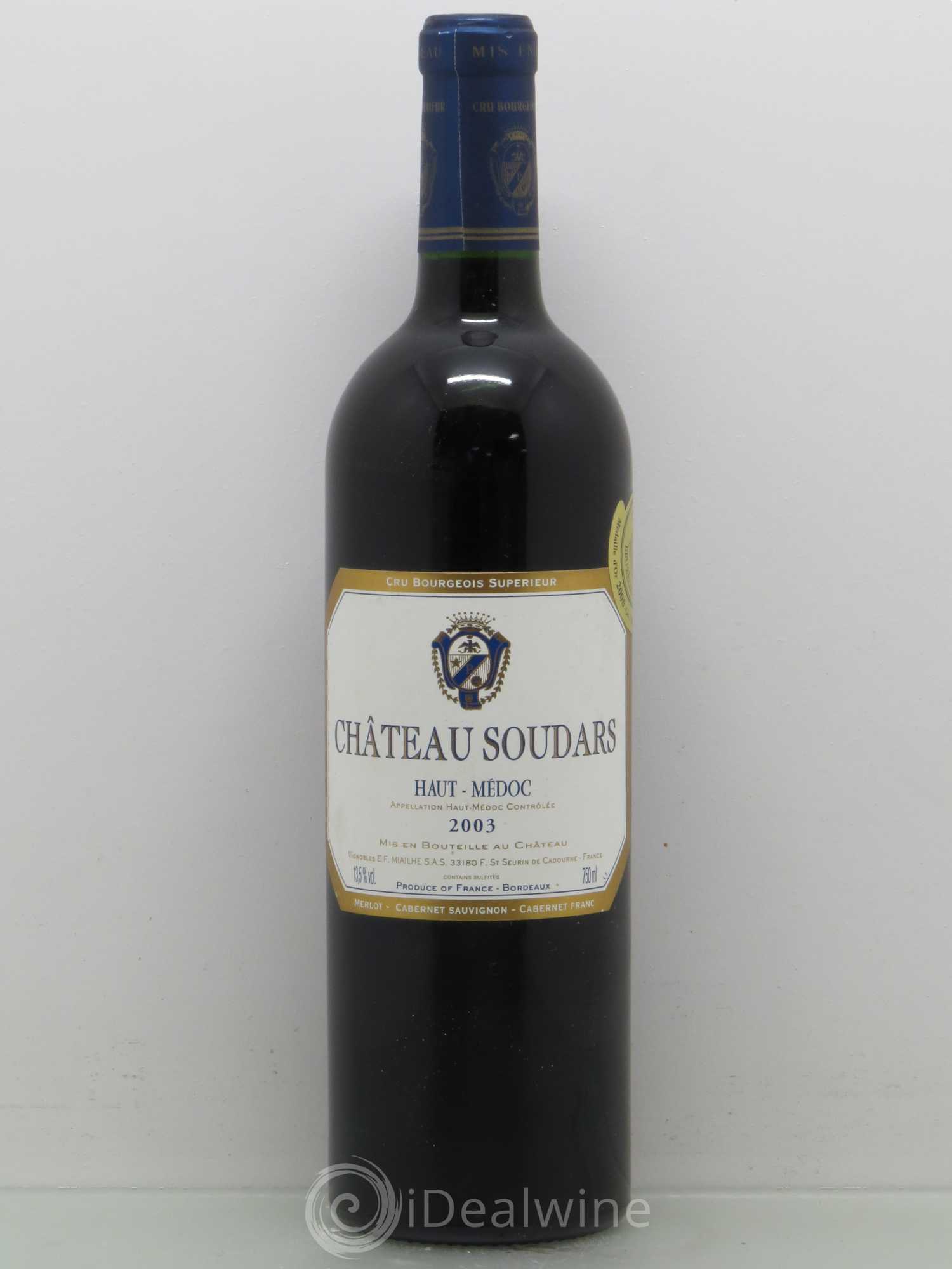 Château Soudars Cru Bourgeois 2003 - Lot de 1 bouteille - 0