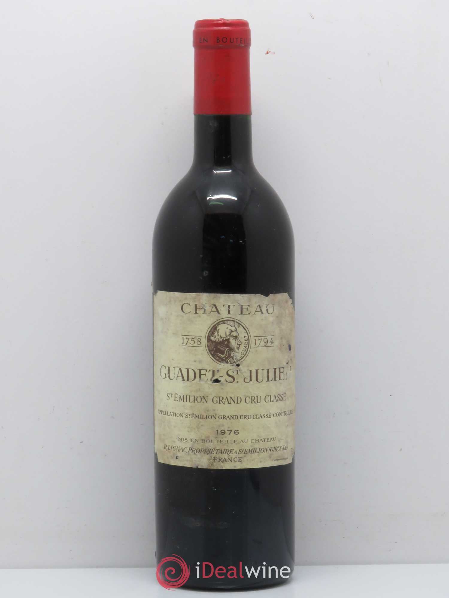 Château Guadet Grand Cru Classé 1976 - Lot de 1 bouteille - 0