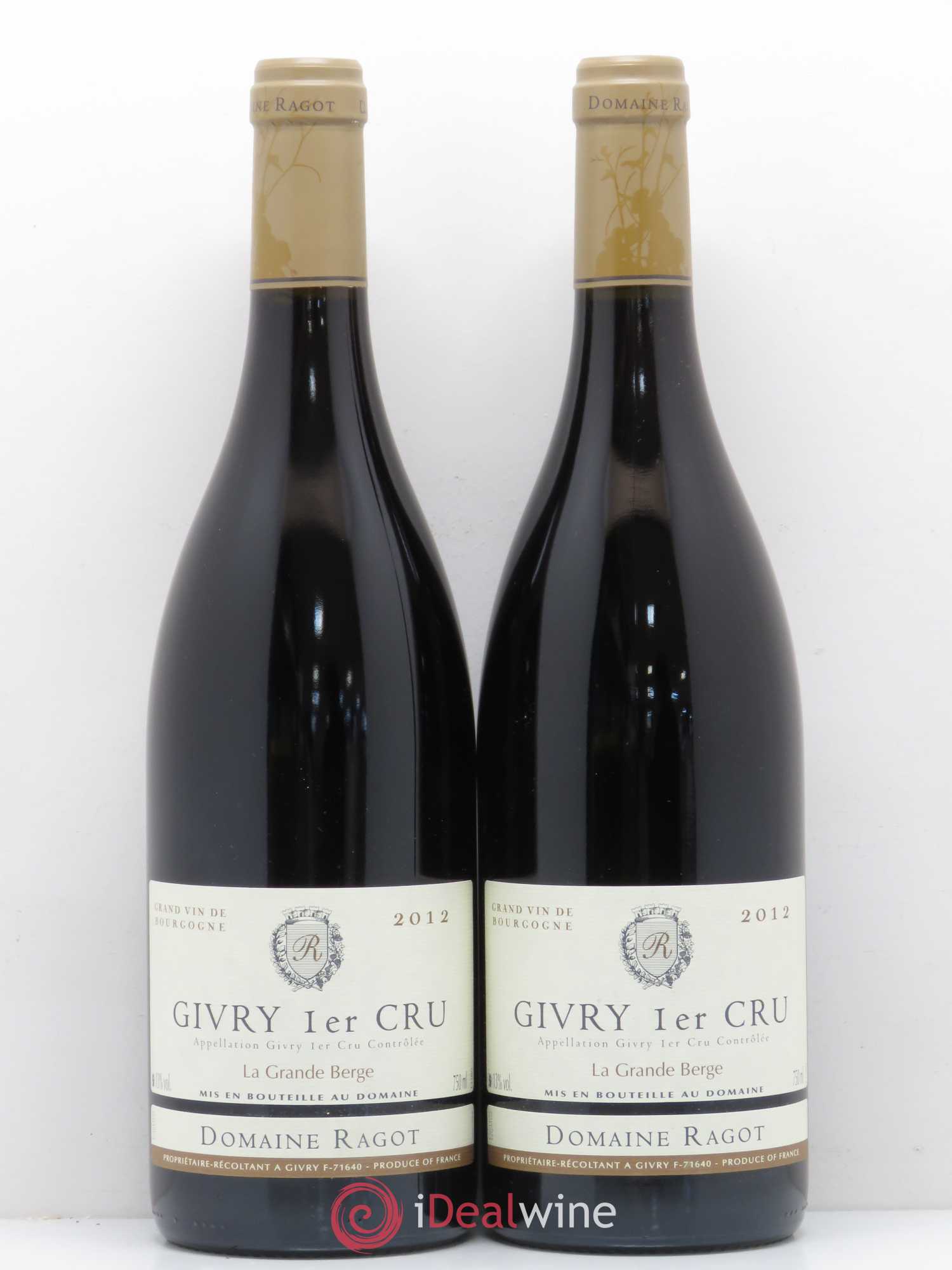 Givry 1er Cru La Grande Berge Ragot (Domaine) 2012 - Lot de 2 bouteilles - 0