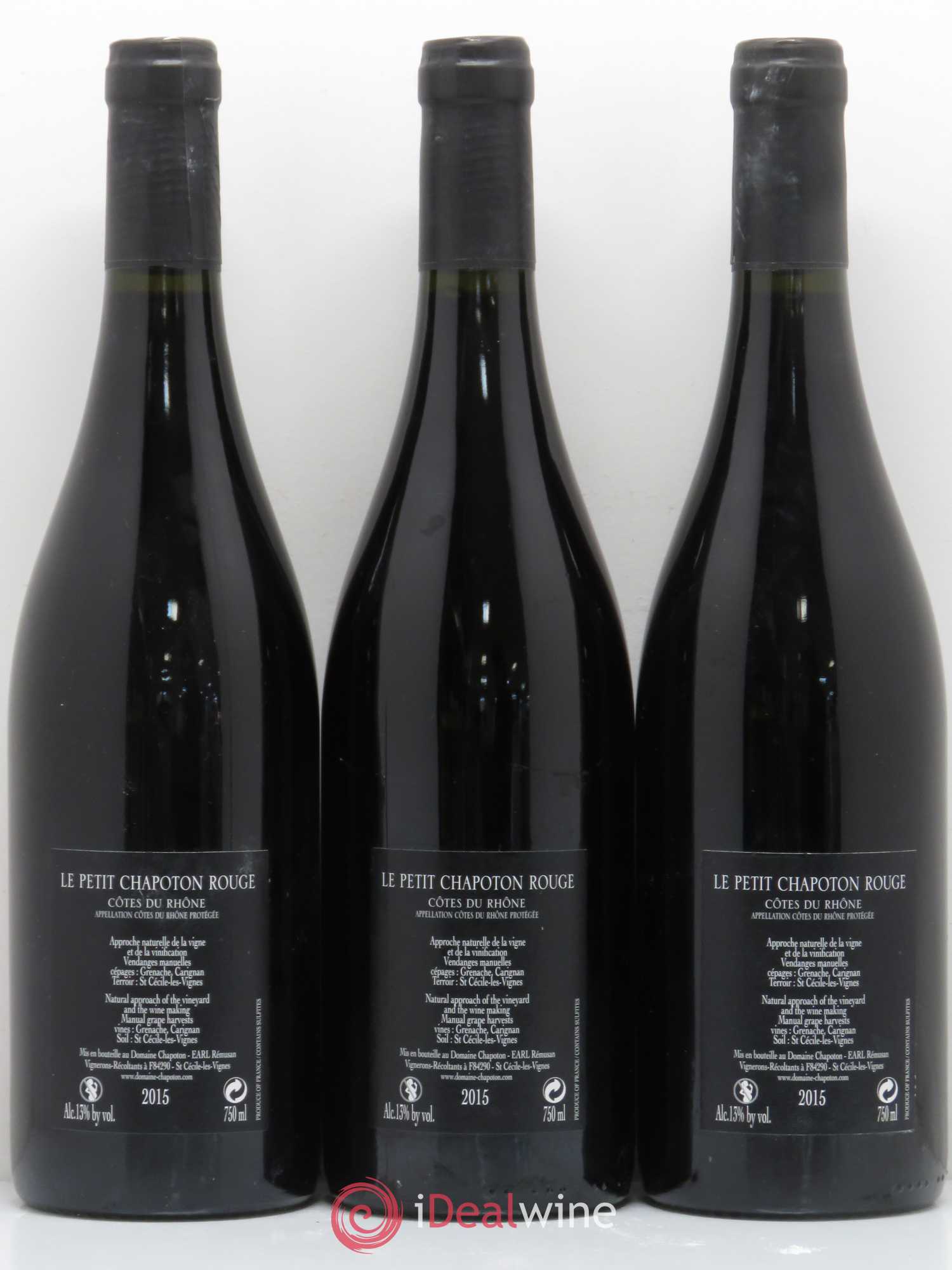 Côtes-du-Rhône Le Petit Chapoton (no reserve) 2015 - Lot of 5 bottles - 2