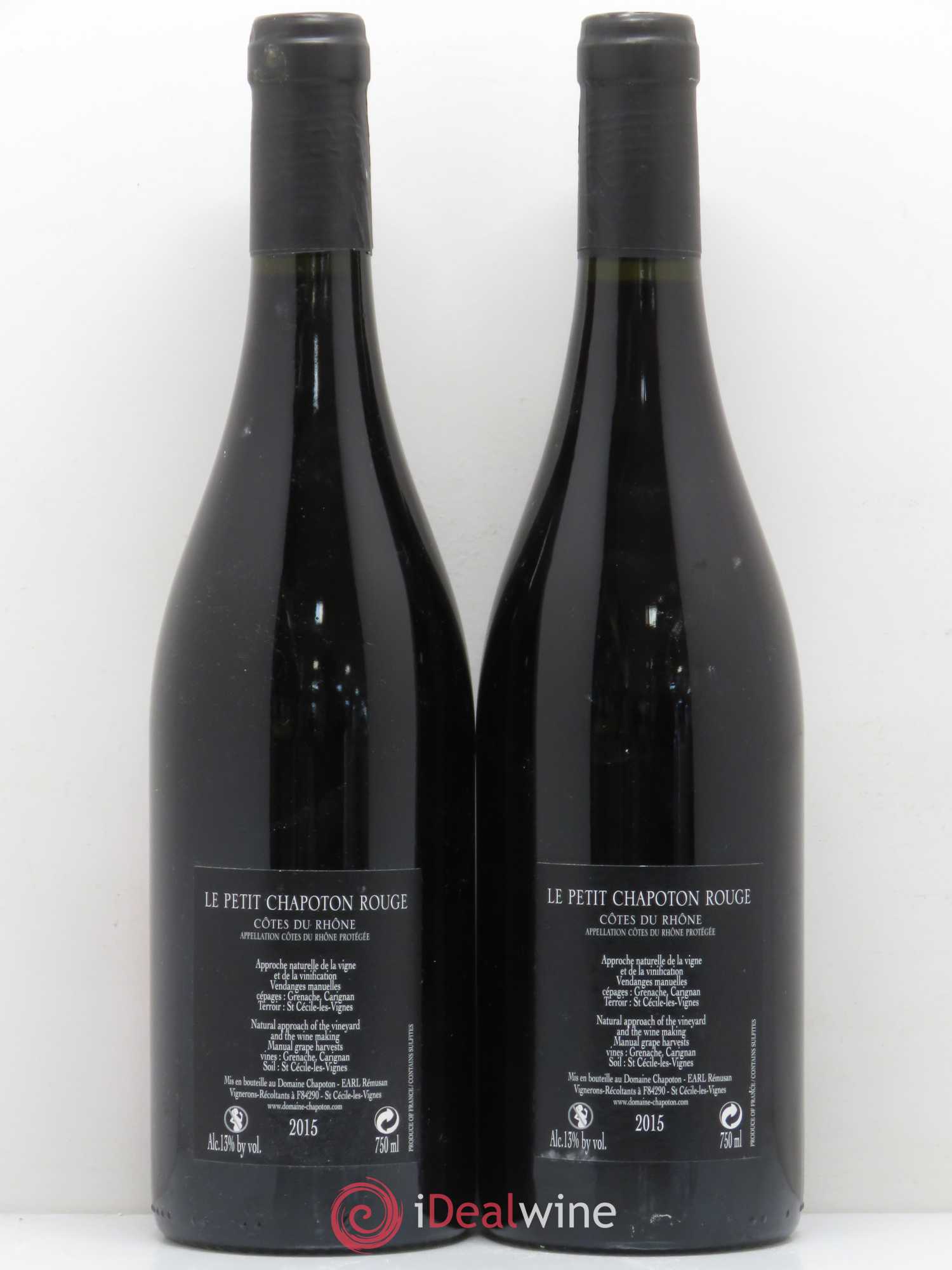 Côtes-du-Rhône Le Petit Chapoton (no reserve) 2015 - Lot of 5 bottles - 4