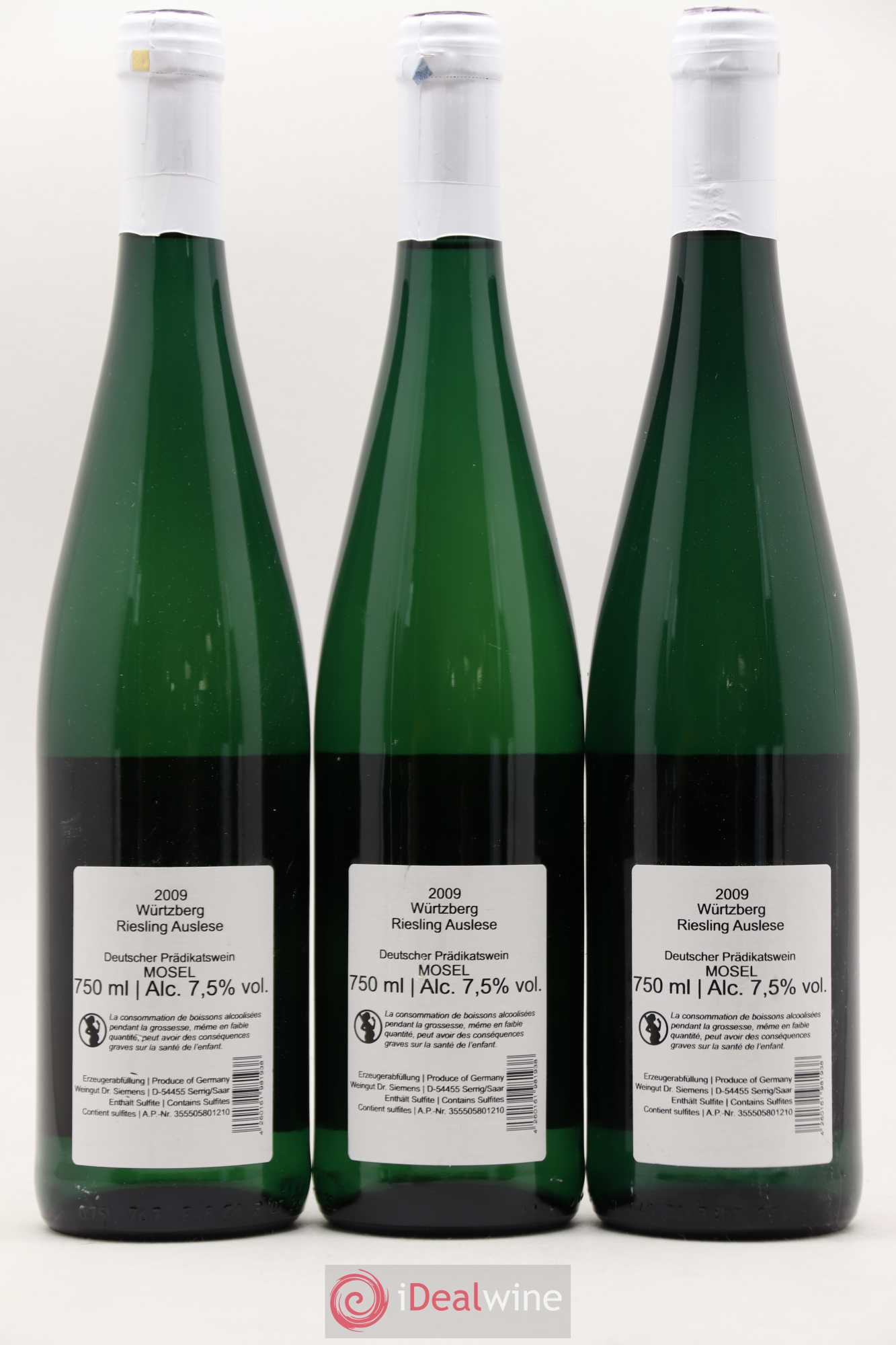 Allemagne Mosel-Saar Dr Siemens Riesling Auslese Wurtzberg 2009 - Posten von 6 Flaschen - 4