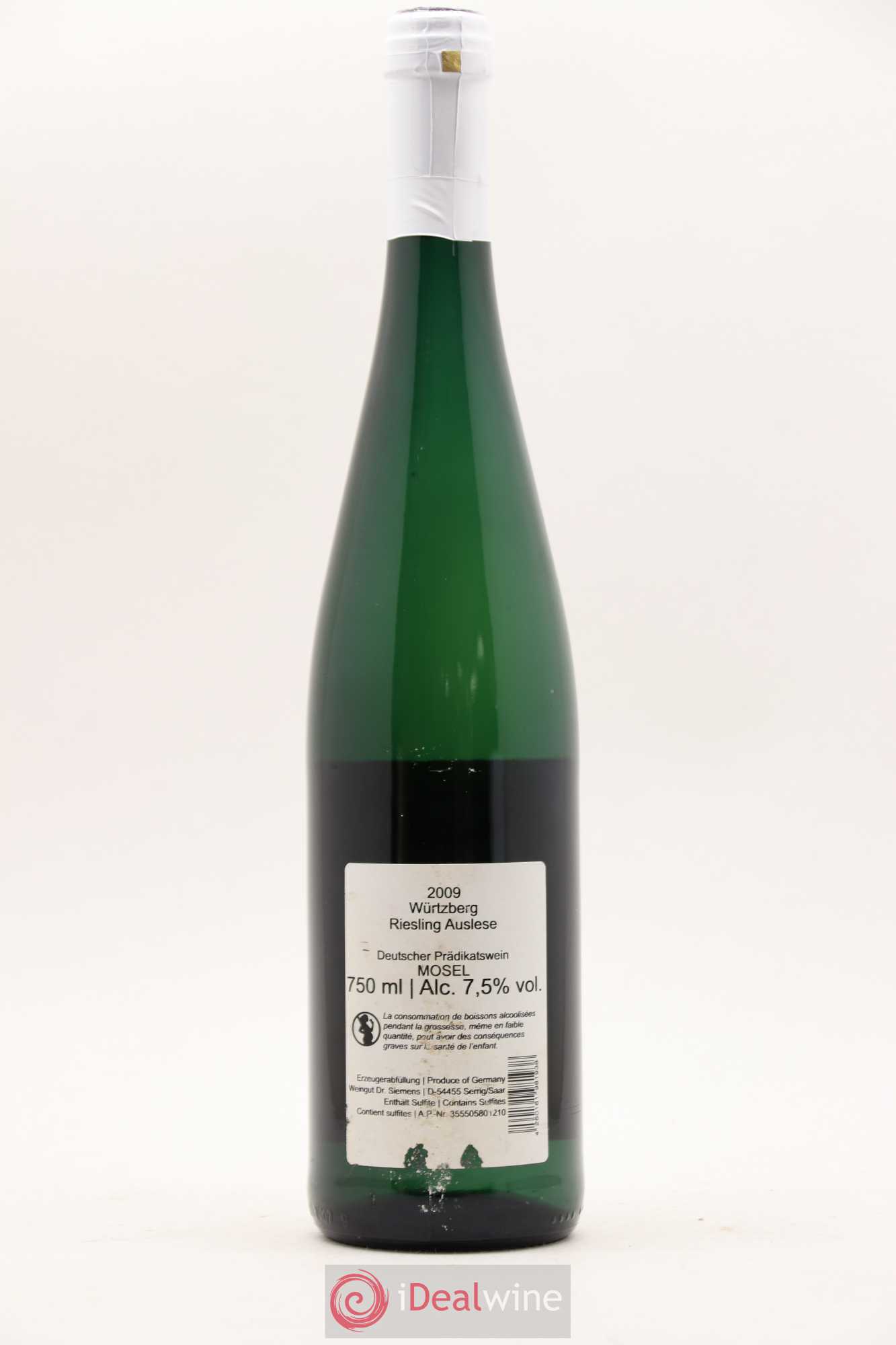 Allemagne Mosel-Saar Riesling Auslese Wurtzberg Dr Siemens 2009 - Posten von 1 Flasche - 1