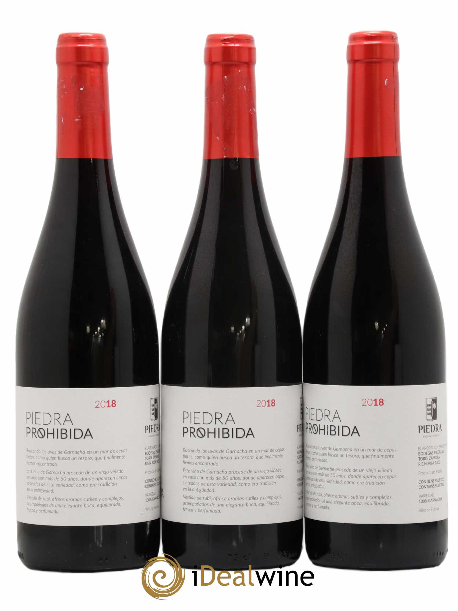 Espagne Piedra Prohibida Unicamente Garnacha (no reserve) 2018 - Lot of 3 bottles - 1