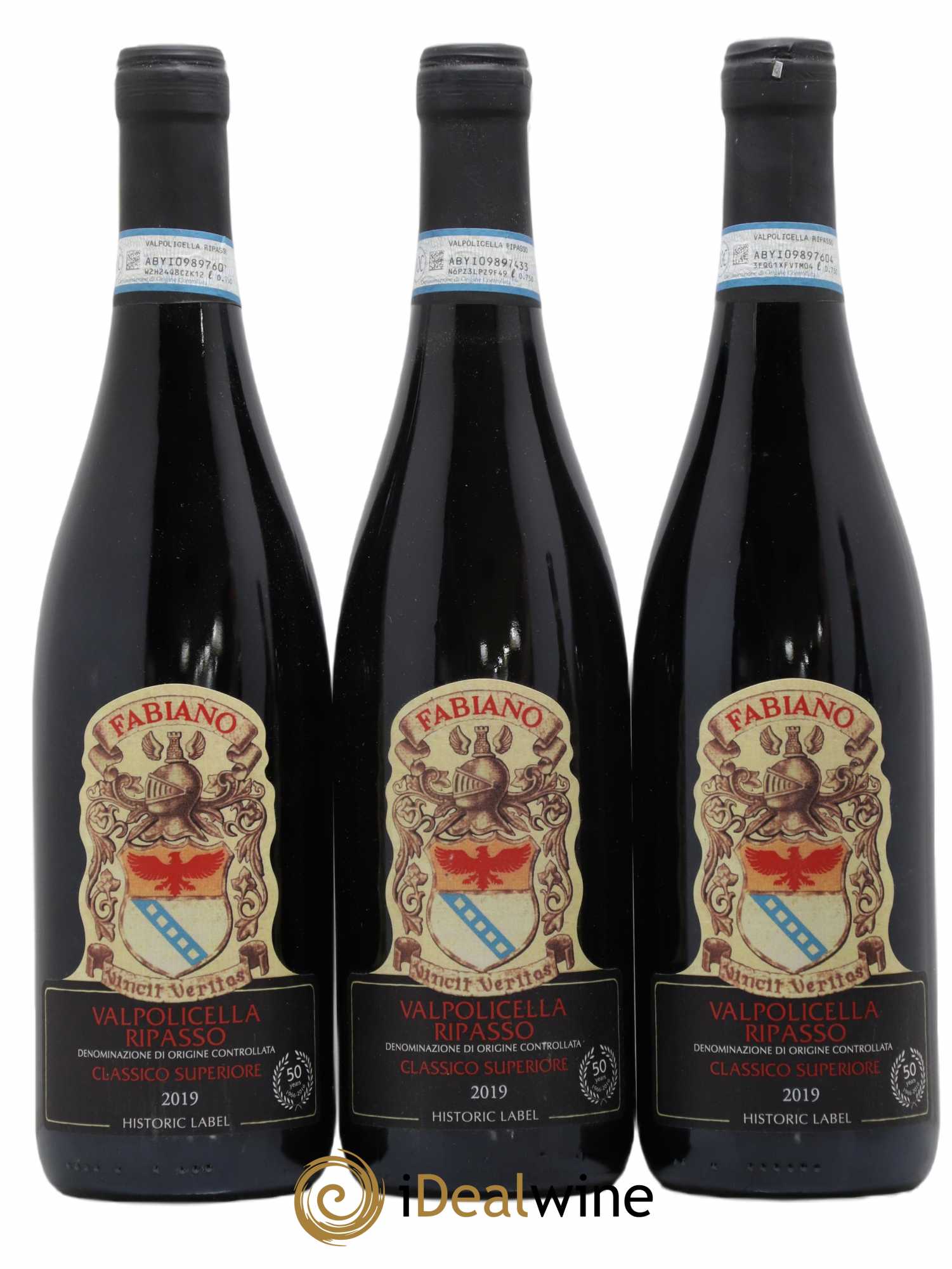 Italie Valpolicella Ripasso Classico Superiore DOC Etichetta Storica Fabiano 2019 - Lot de 3 bouteilles - 0