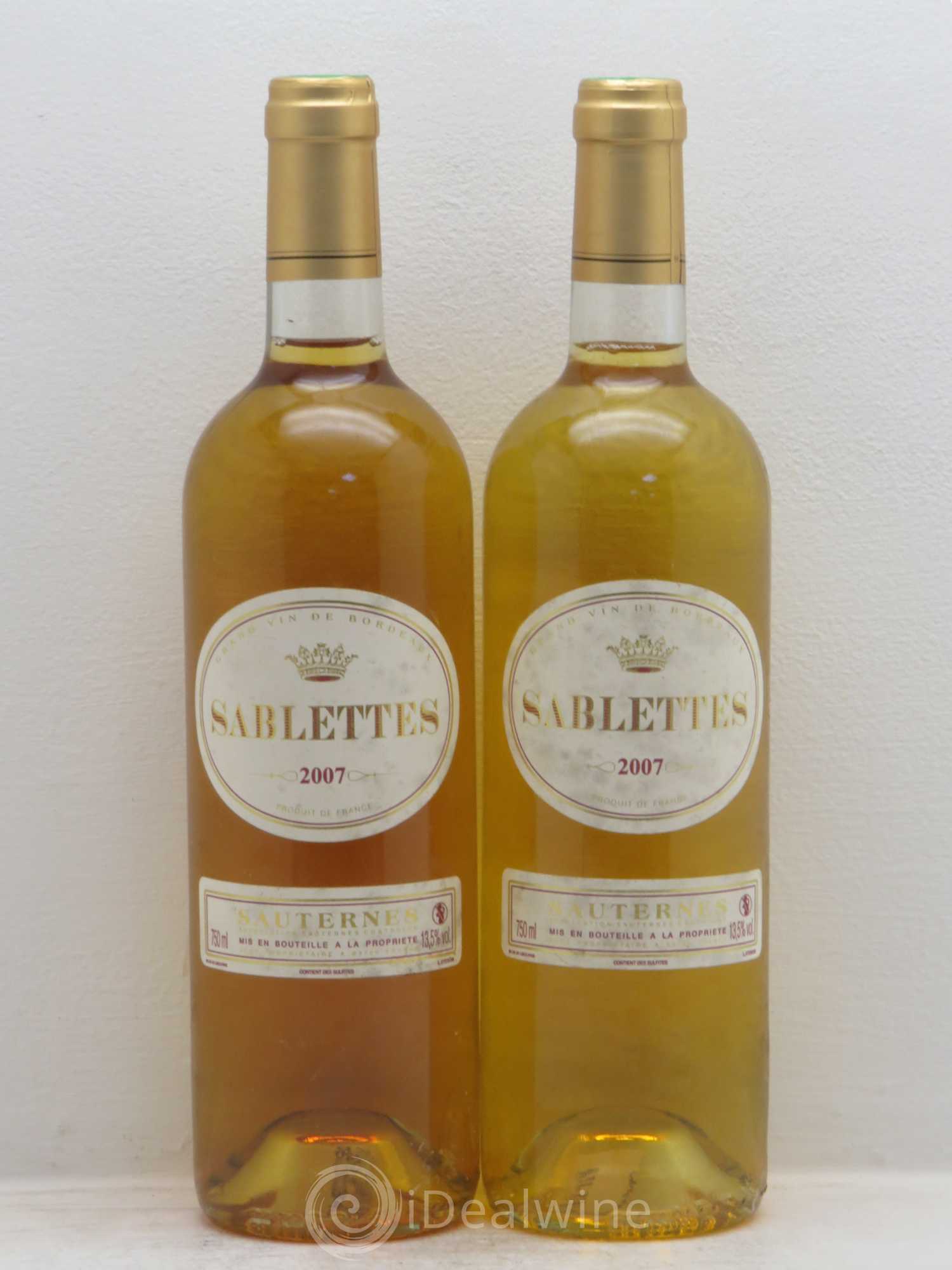 Sauternes Sablettes 2007 - Posten von 2 Flaschen - 0