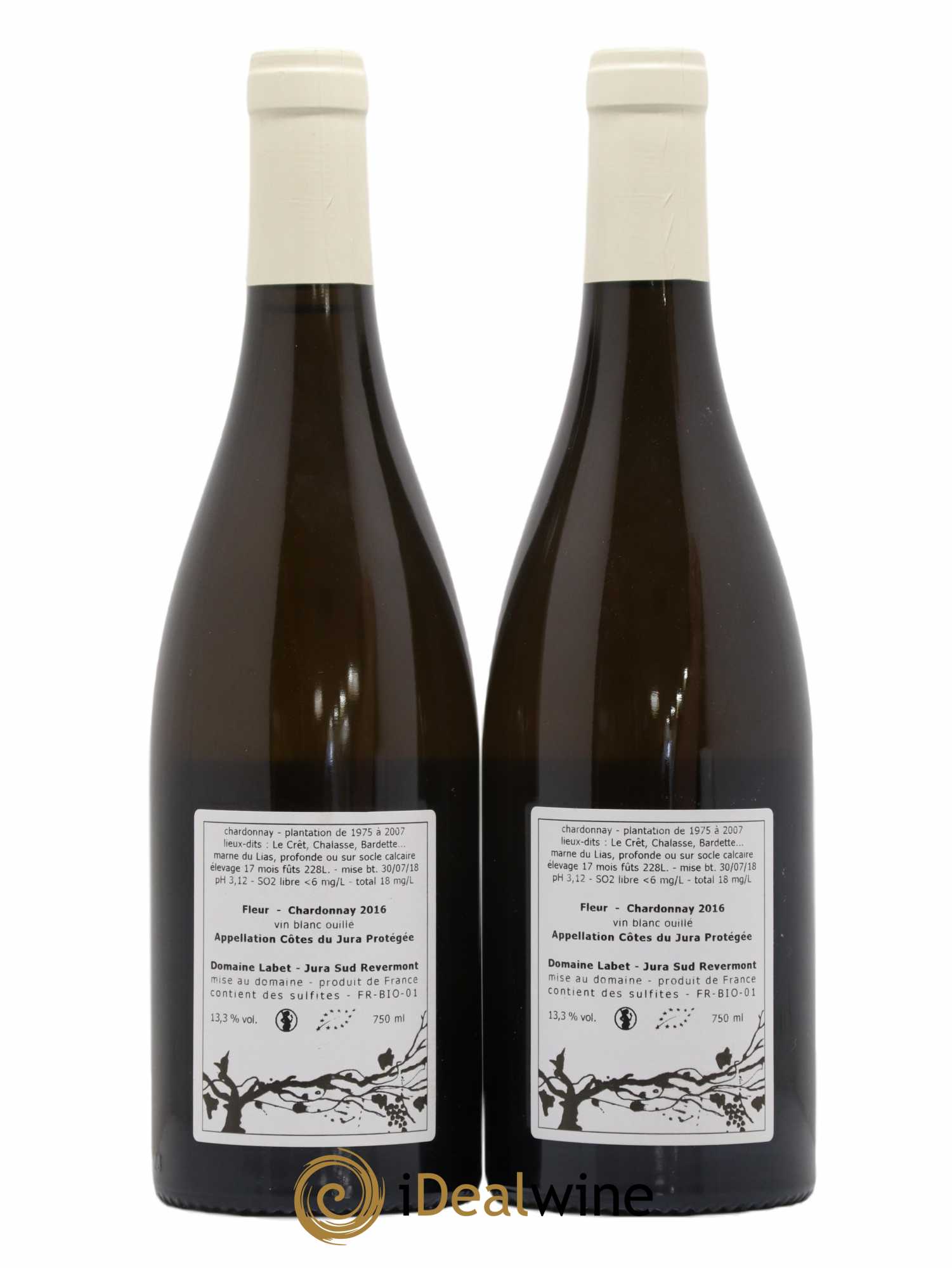 Côtes du Jura Chardonnay Fleur Romain - Julien - Charline Labet 2016 - Lot de 2 bouteilles - 1