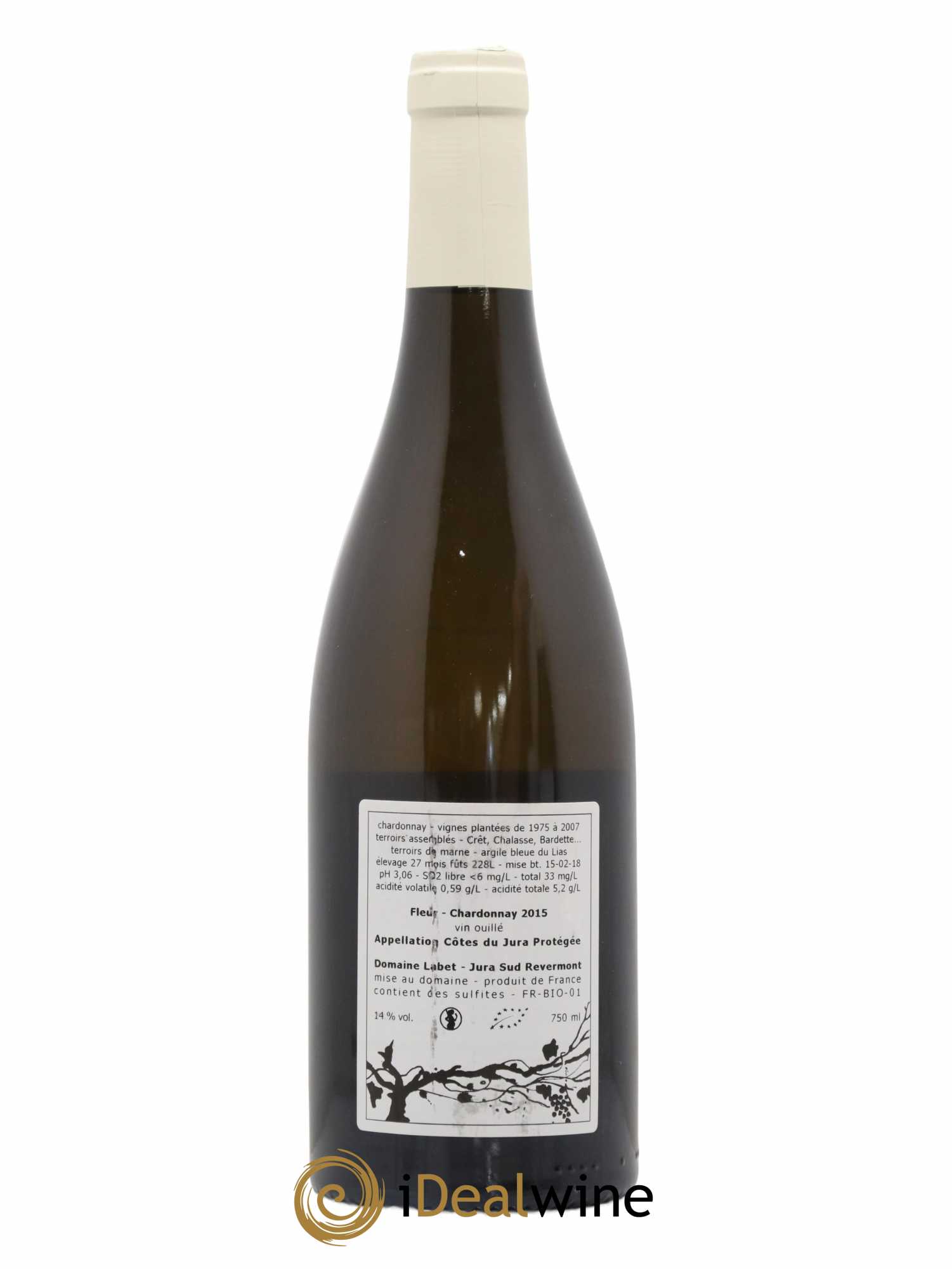 Côtes du Jura Chardonnay Fleur Romain - Julien - Charline Labet 2015 - Lot de 1 bouteille - 1