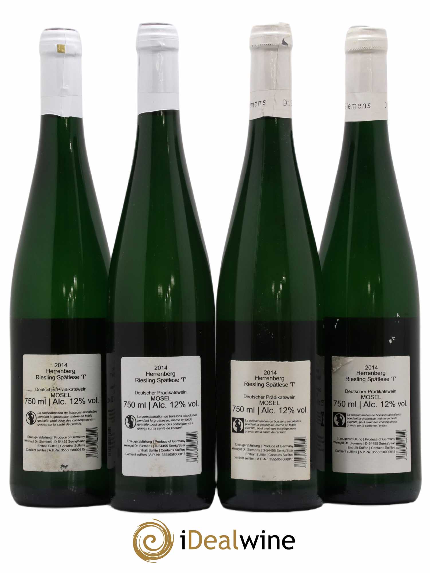 Allemagne Mosel-Saar Riesling Herrenberg Spatlese T Dr Siemens 2014 - Lot de 4 bouteilles - 1