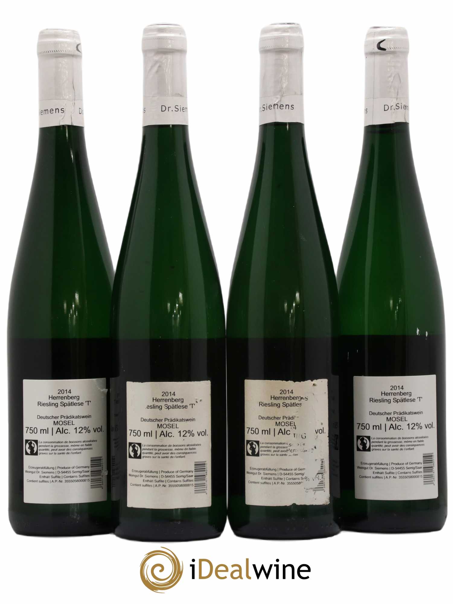 Allemagne Mosel-Saar Riesling Herrenberg Spatlese T Dr Siemens 2014 - Lot de 4 bouteilles - 1