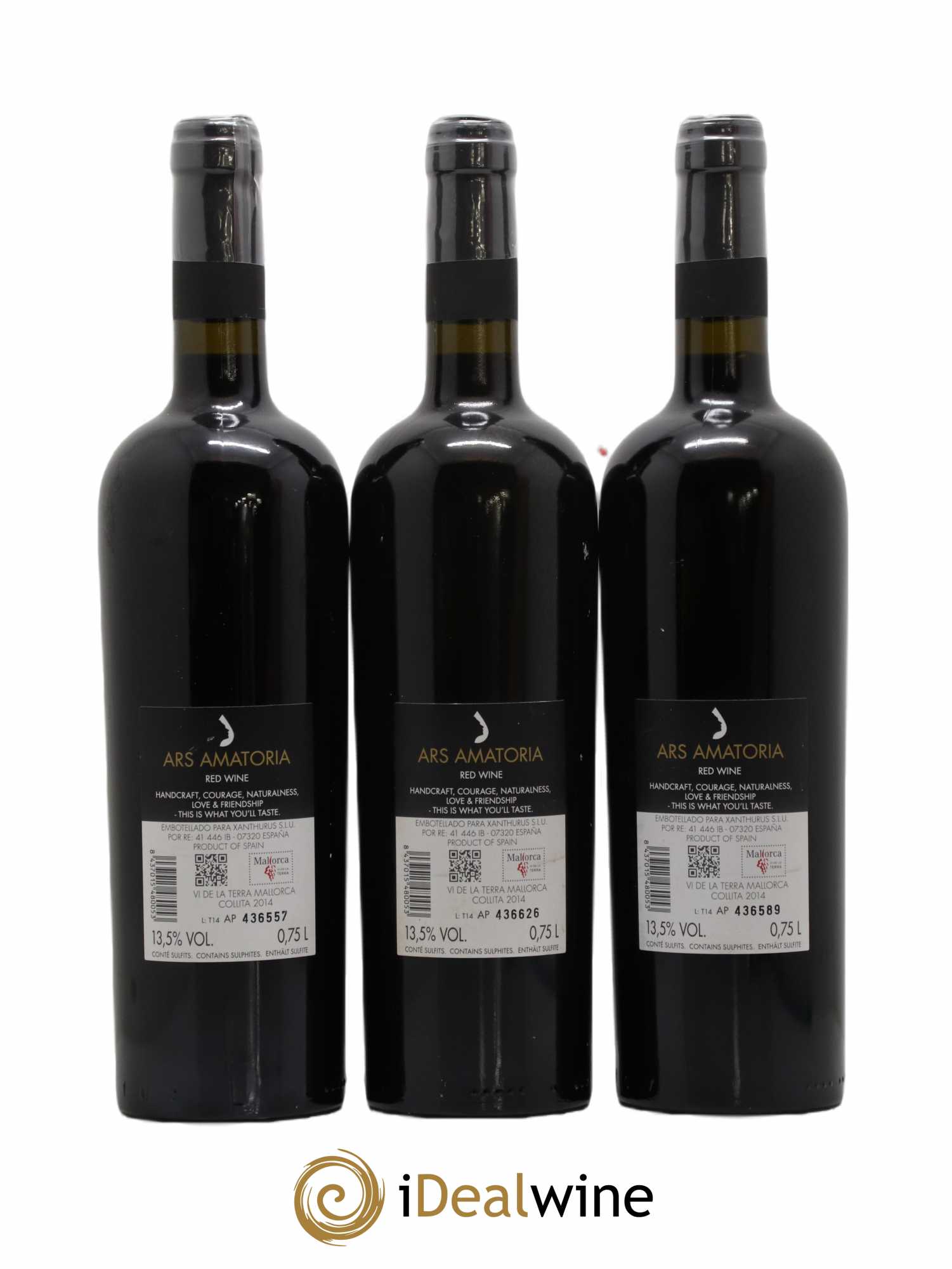 Espagne Mallorca Collita ARS Amatoria (sans prix de réserve) 2014 - Lot de 3 bouteilles - 1