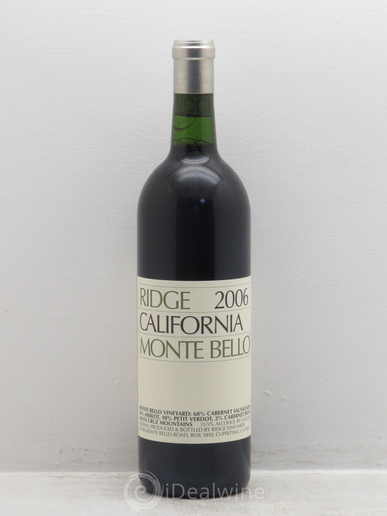 Santa Cruz Mountains Monte Bello Ridge Vineyards 2006 - Lot de 1 bouteille - 0
