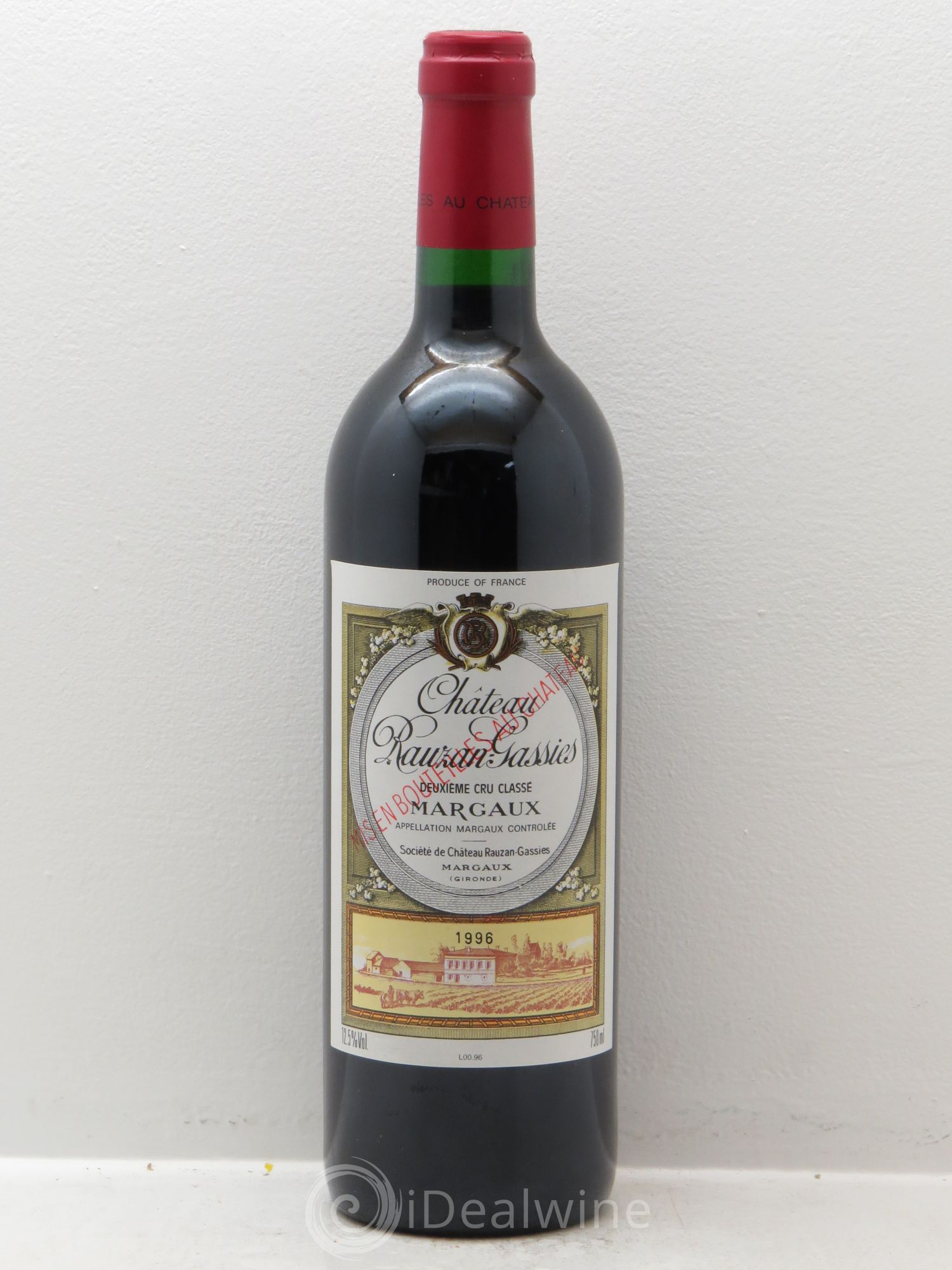 Château Rauzan-Gassies 2ème Grand Cru Classé 1996 - Lot de 6 bouteilles - 0