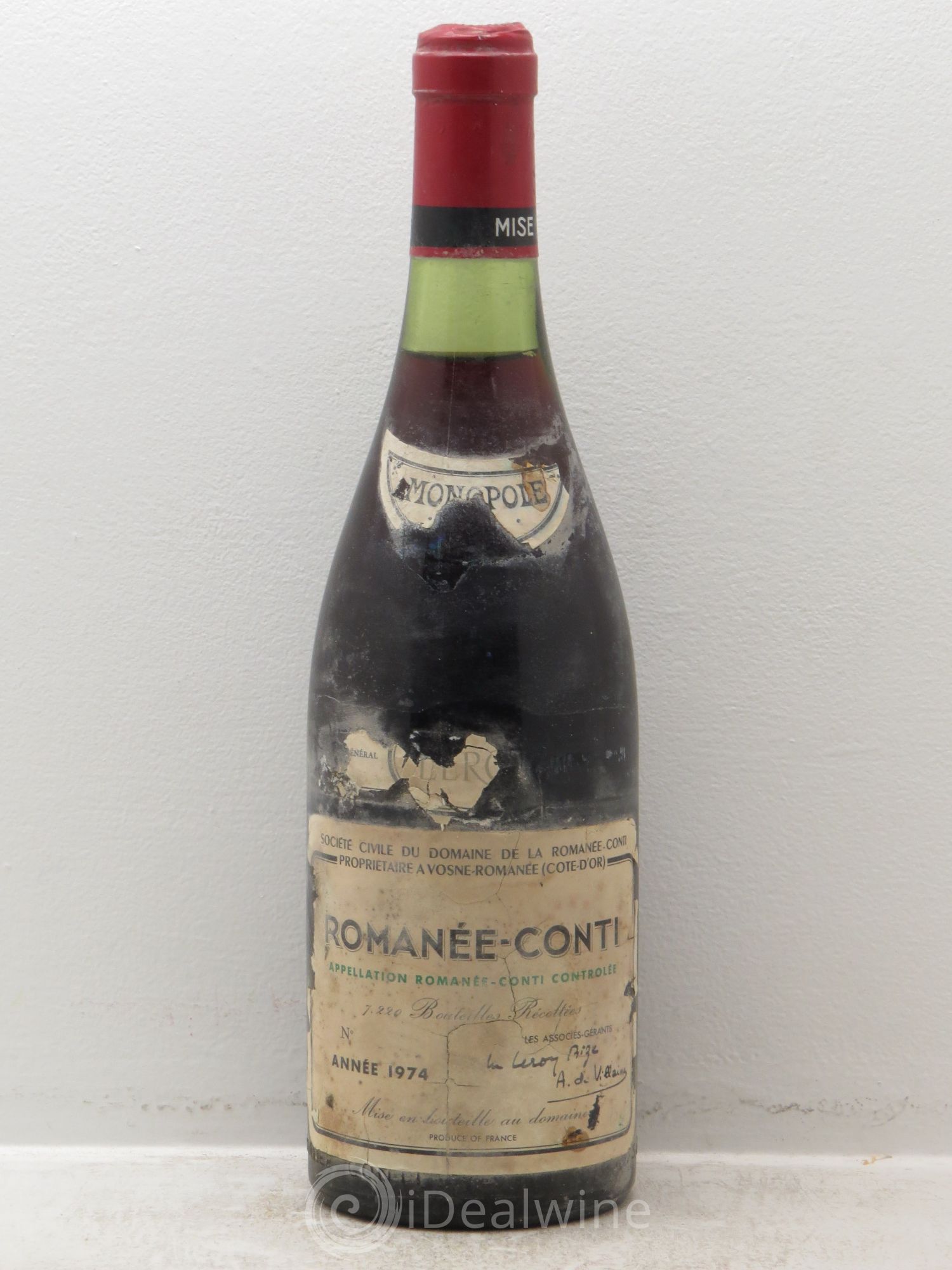Romanée-Conti Grand Cru Domaine de la Romanée-Conti 1974 - Lot de 1 bouteille - 0