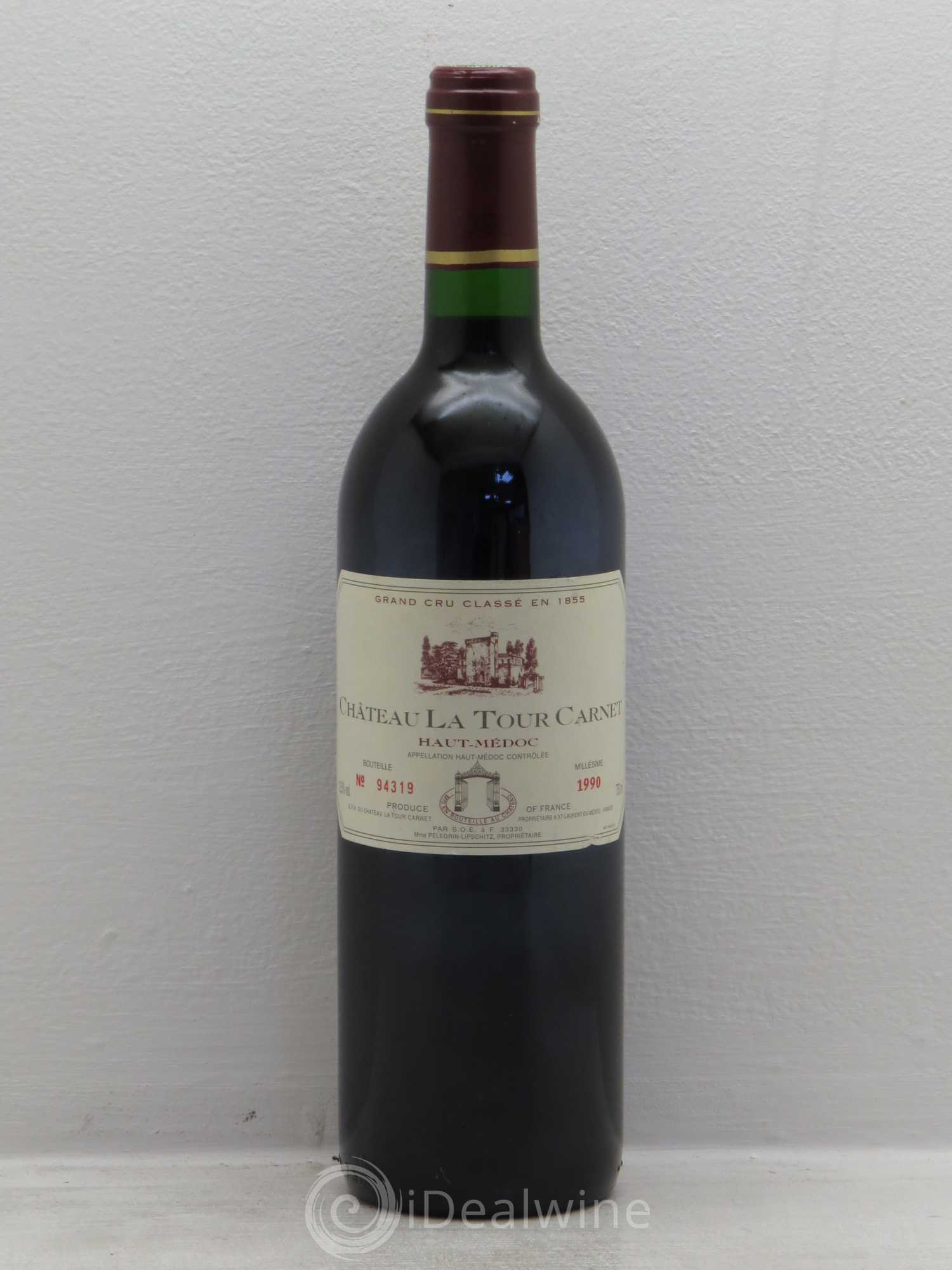 Château la Tour Carnet 4ème Grand Cru Classé 1990 - Lot de 1 bouteille - 0