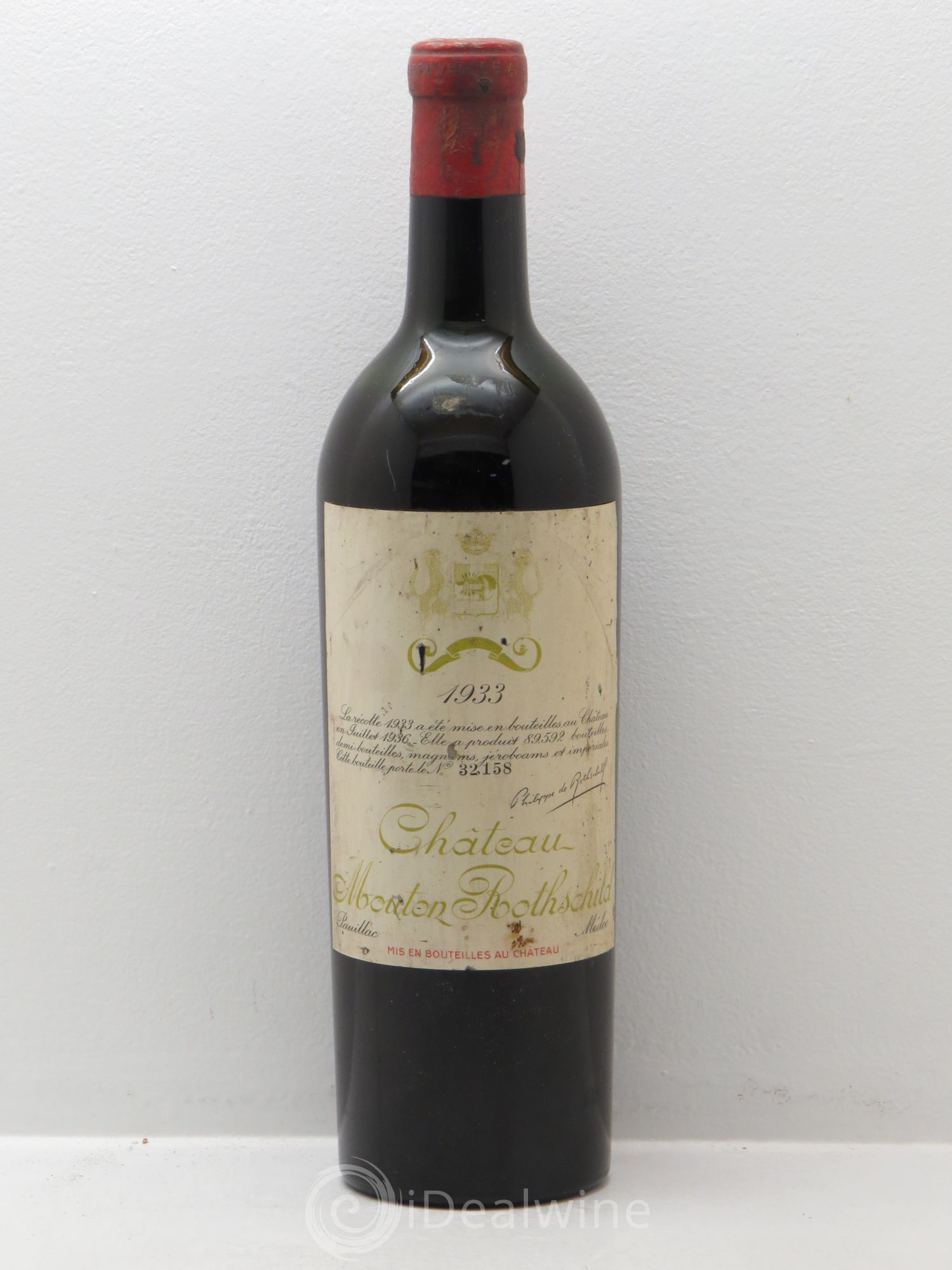 Château Mouton Rothschild 1er Grand Cru Classé 1933 - Lot de 1 bouteille - 0