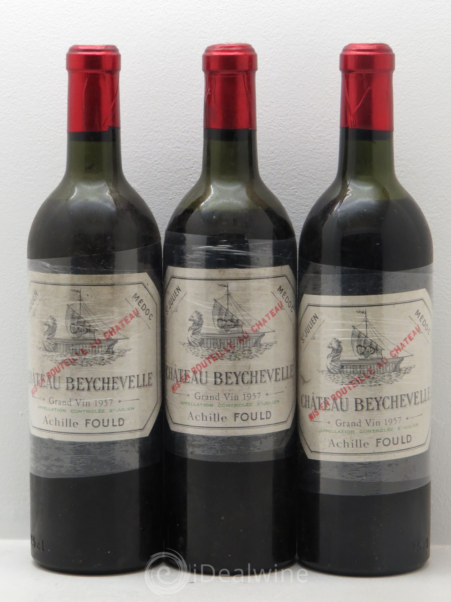 Château Beychevelle 4ème Grand Cru Classé 1957 - Lot de 3 bouteilles - 0