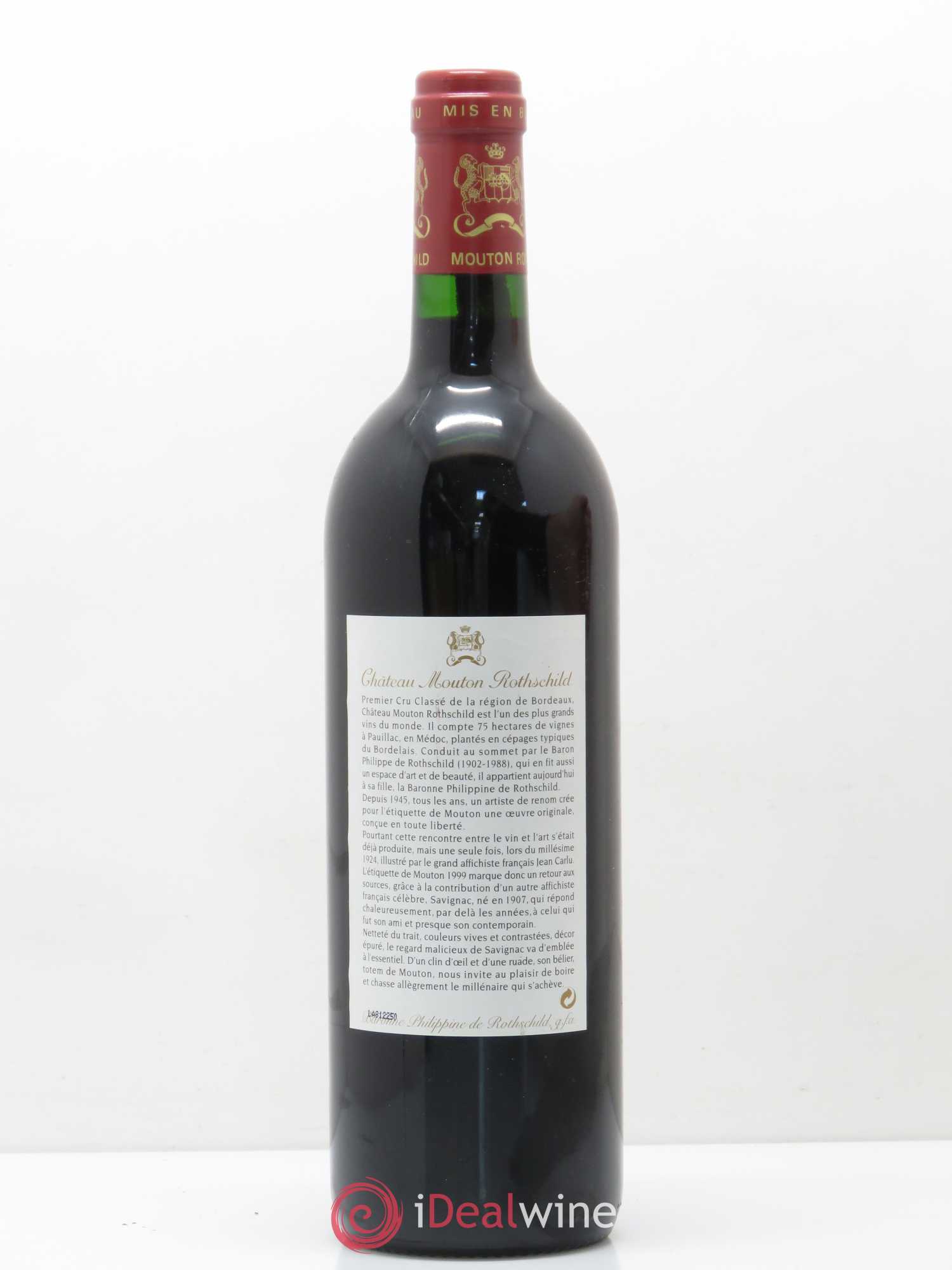 Château Mouton Rothschild 1er Grand Cru Classé 1999 - Lot de 1 bouteille - 1